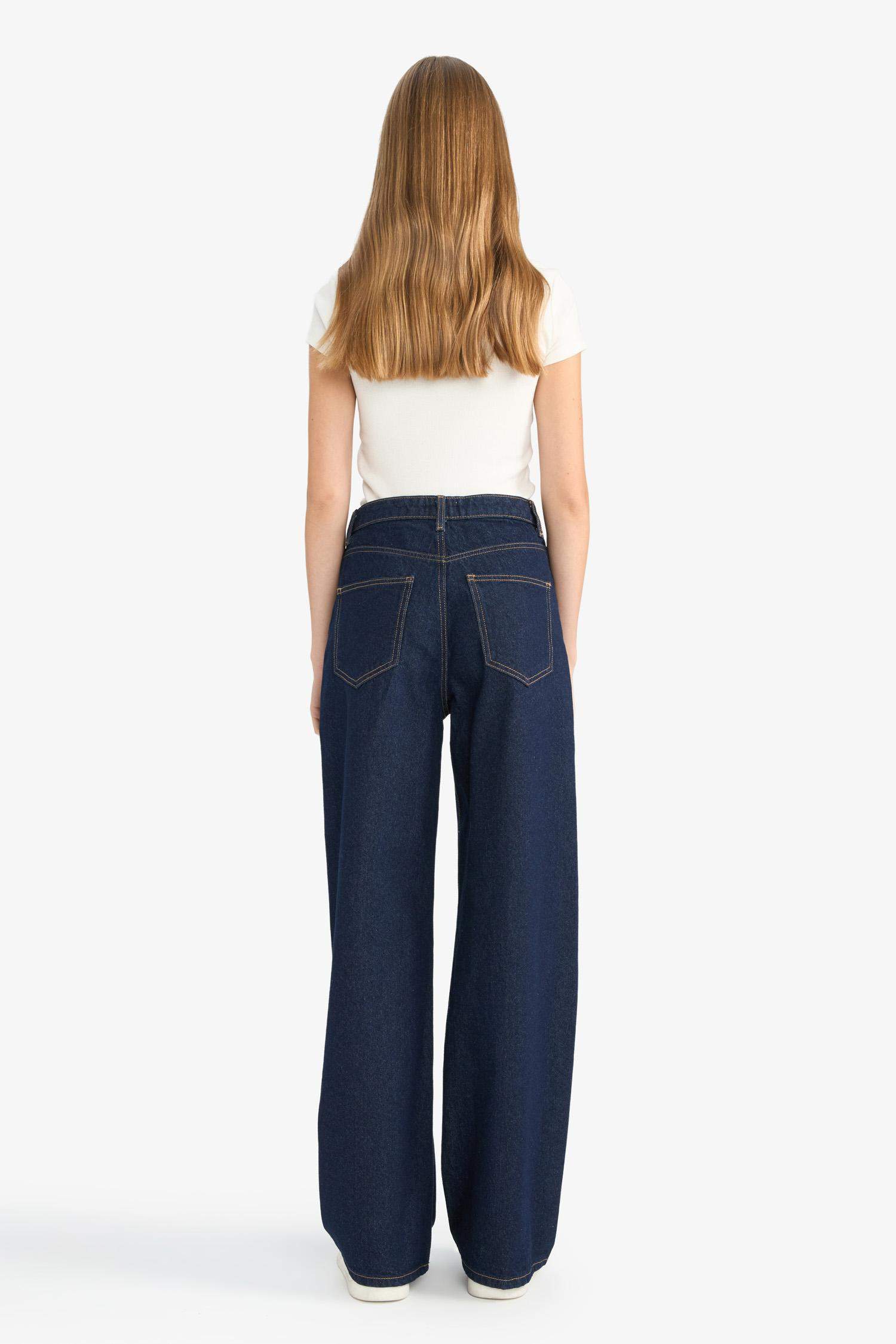 Wide Leg Normal Bel Düz Paça Uzun Jean Pantolon