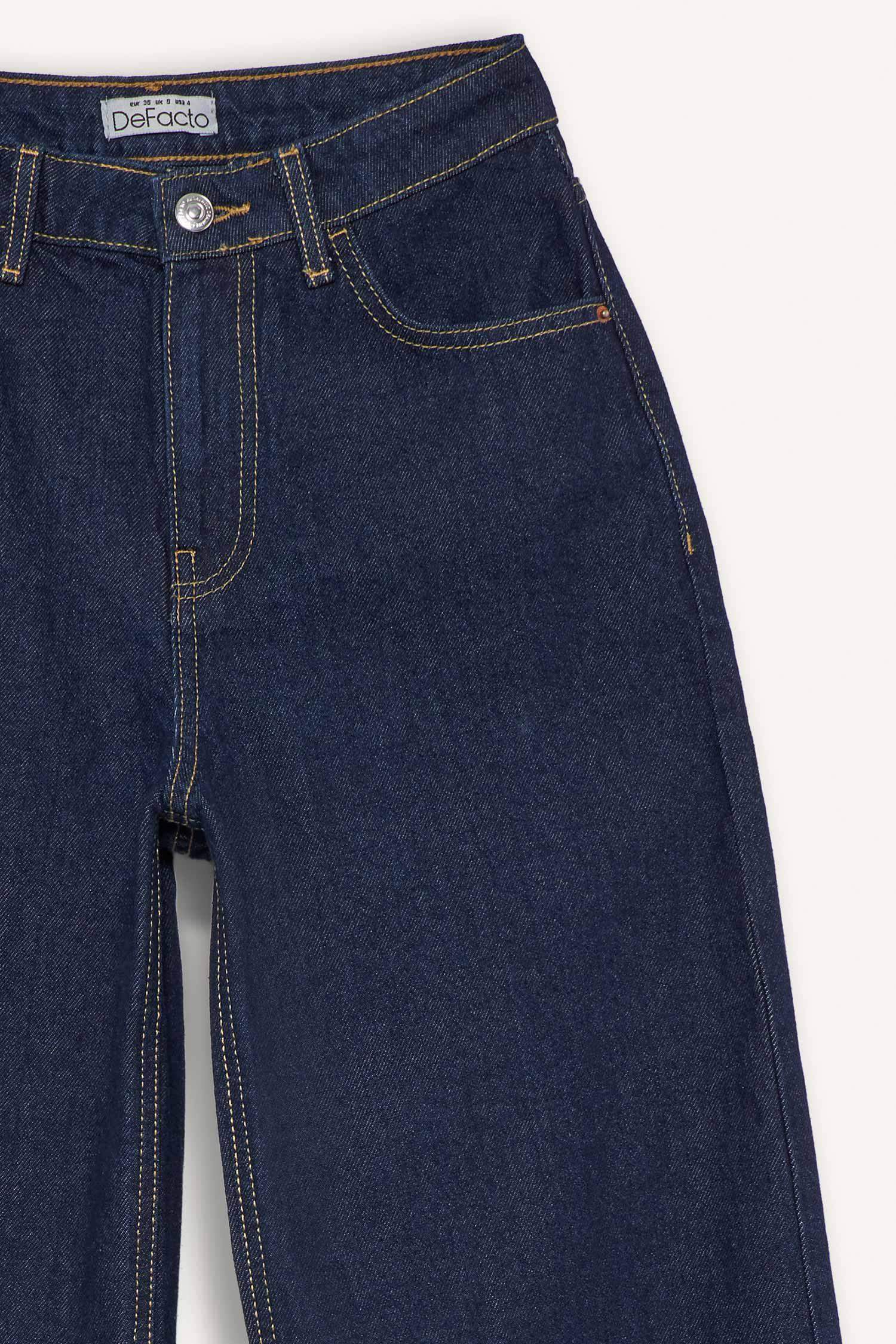 Wide Leg Normal Bel Düz Paça Uzun Jean Pantolon