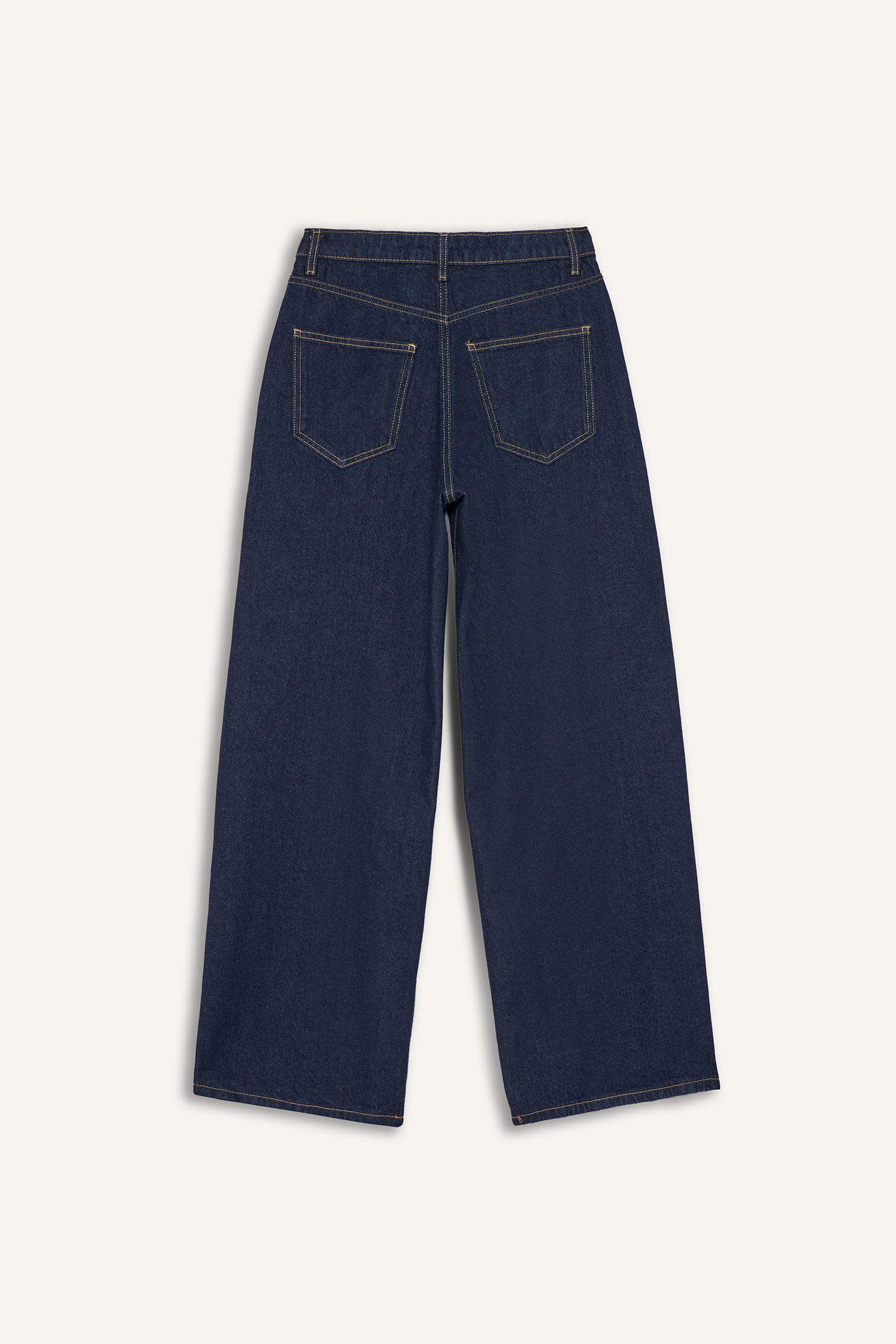 Wide Leg Normal Bel Düz Paça Uzun Jean Pantolon