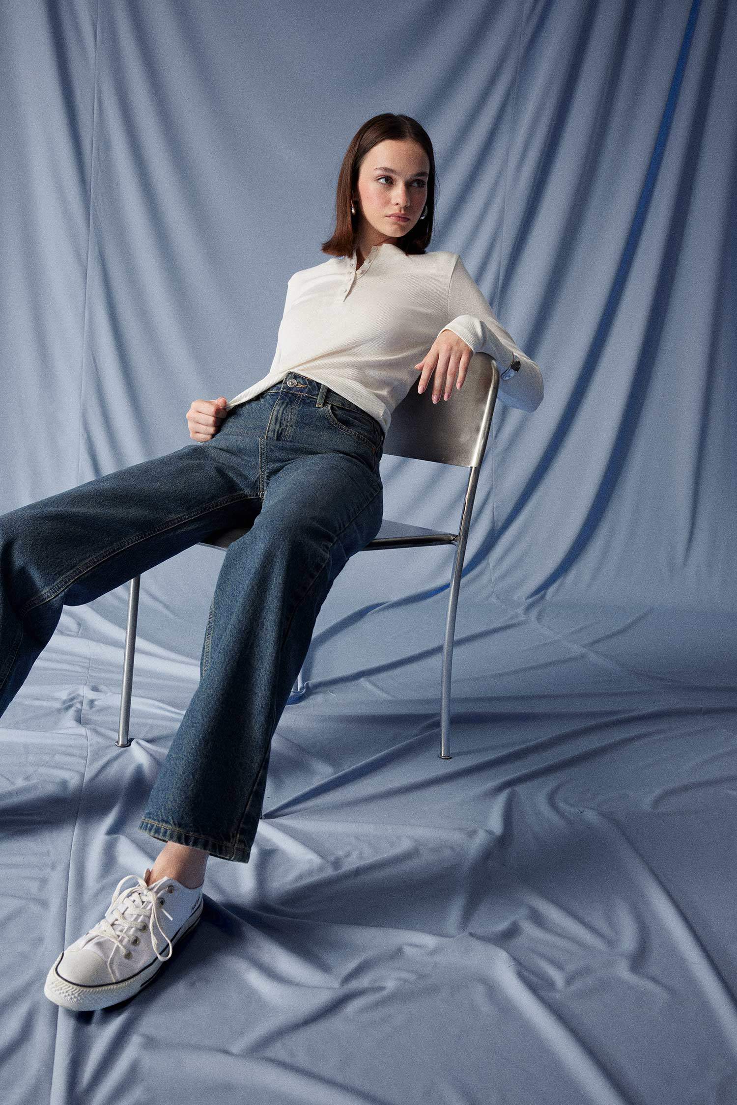 90's Wide Leg Yüksek Bel Düz Paça Uzun Jean Pantolon