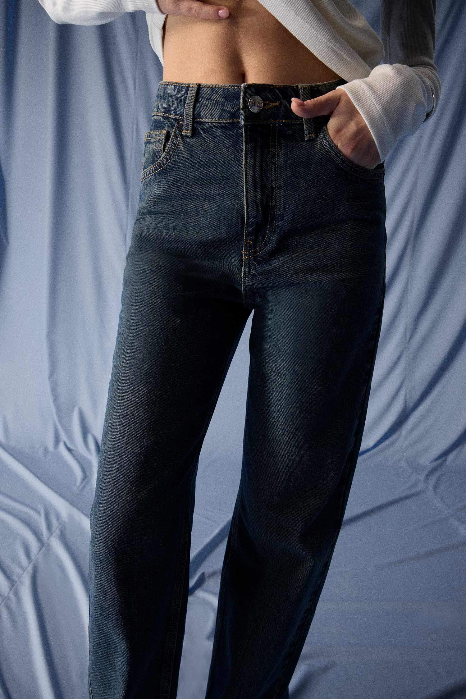 90's Wide Leg Yüksek Bel Düz Paça Uzun Jean Pantolon