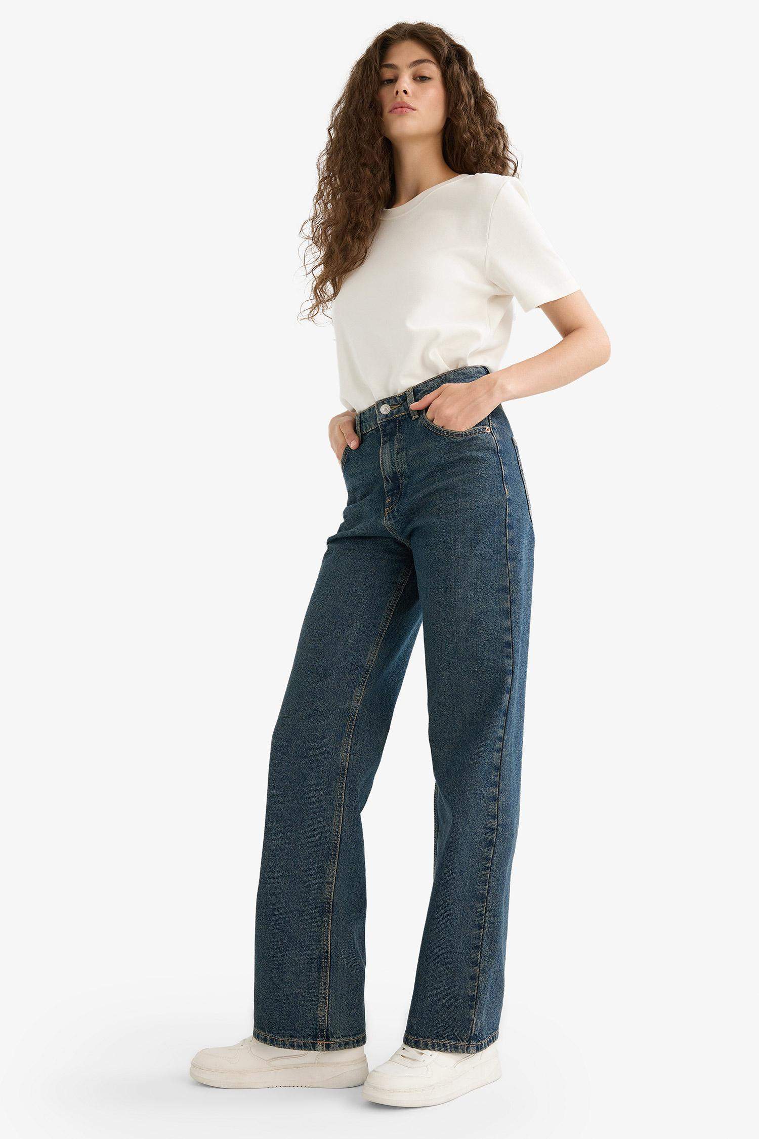 90's Wide Leg High Waist Straight Leg Long Jeans