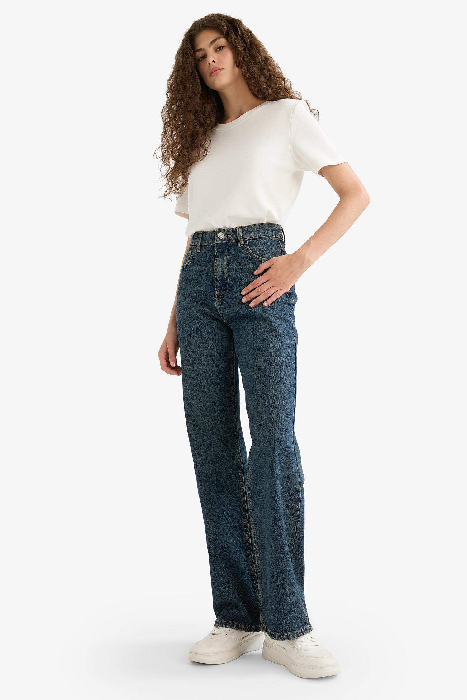 90's Wide Leg High Waist Straight Leg Long Jeans