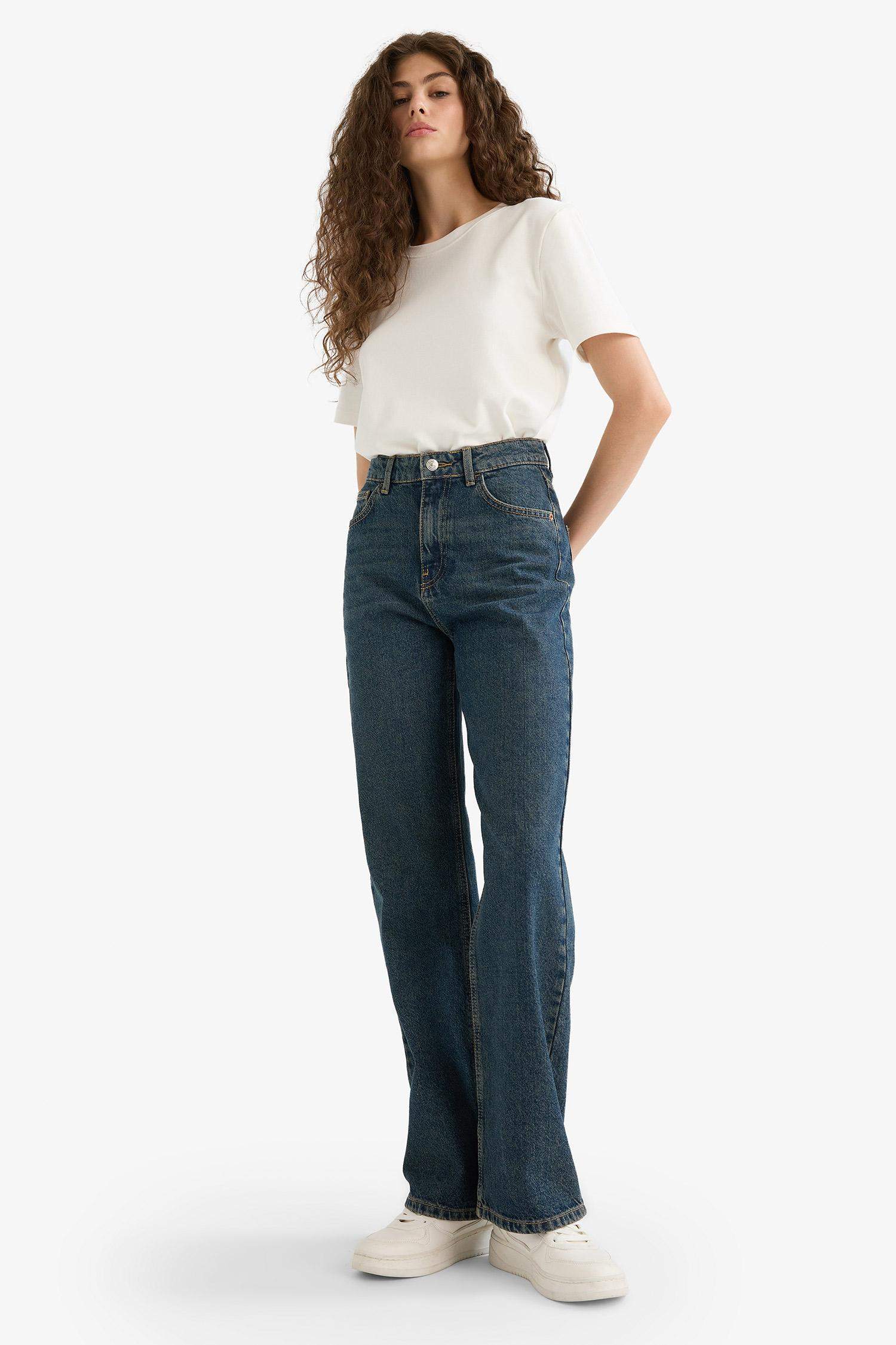 90's Wide Leg High Waist Straight Leg Long Jeans