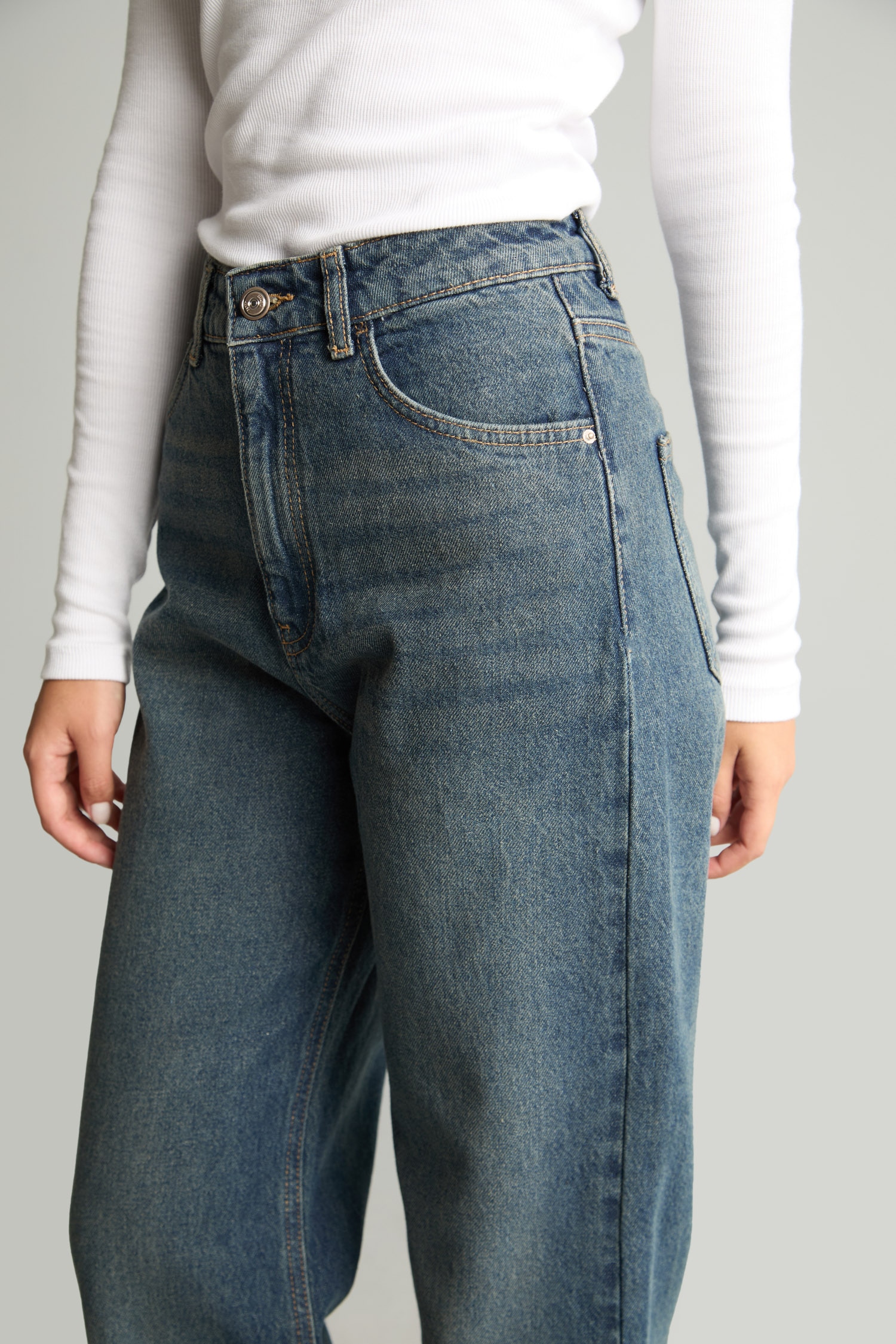 DeFacto Wide Leg Yüksek Bel Düz Paça Jean Pantolon görsel 7