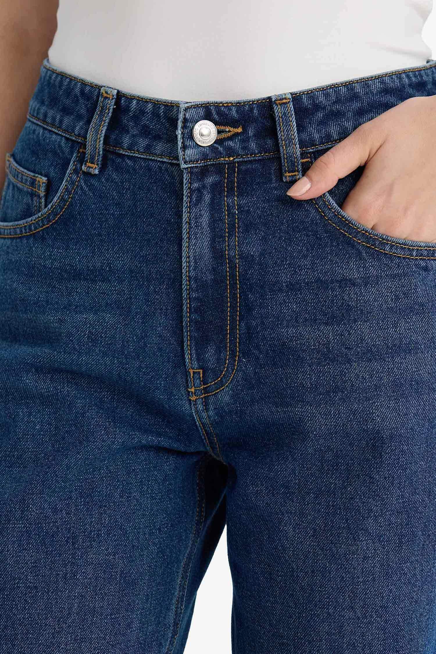 Straight Wide Yüksek Bel Düz Paça Uzun Jean Pantolon