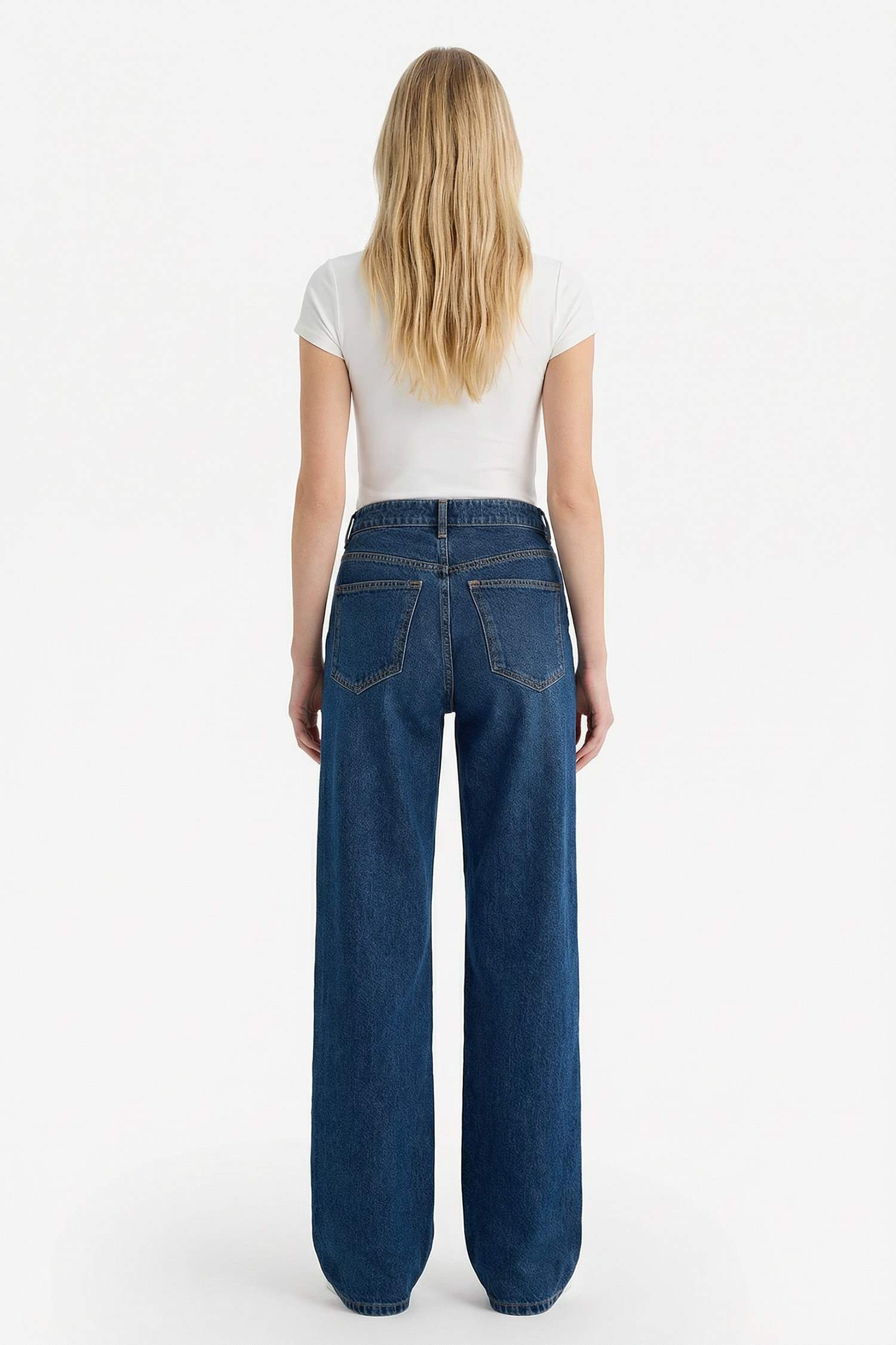 Straight Wide Yüksek Bel Düz Paça Uzun Jean Pantolon