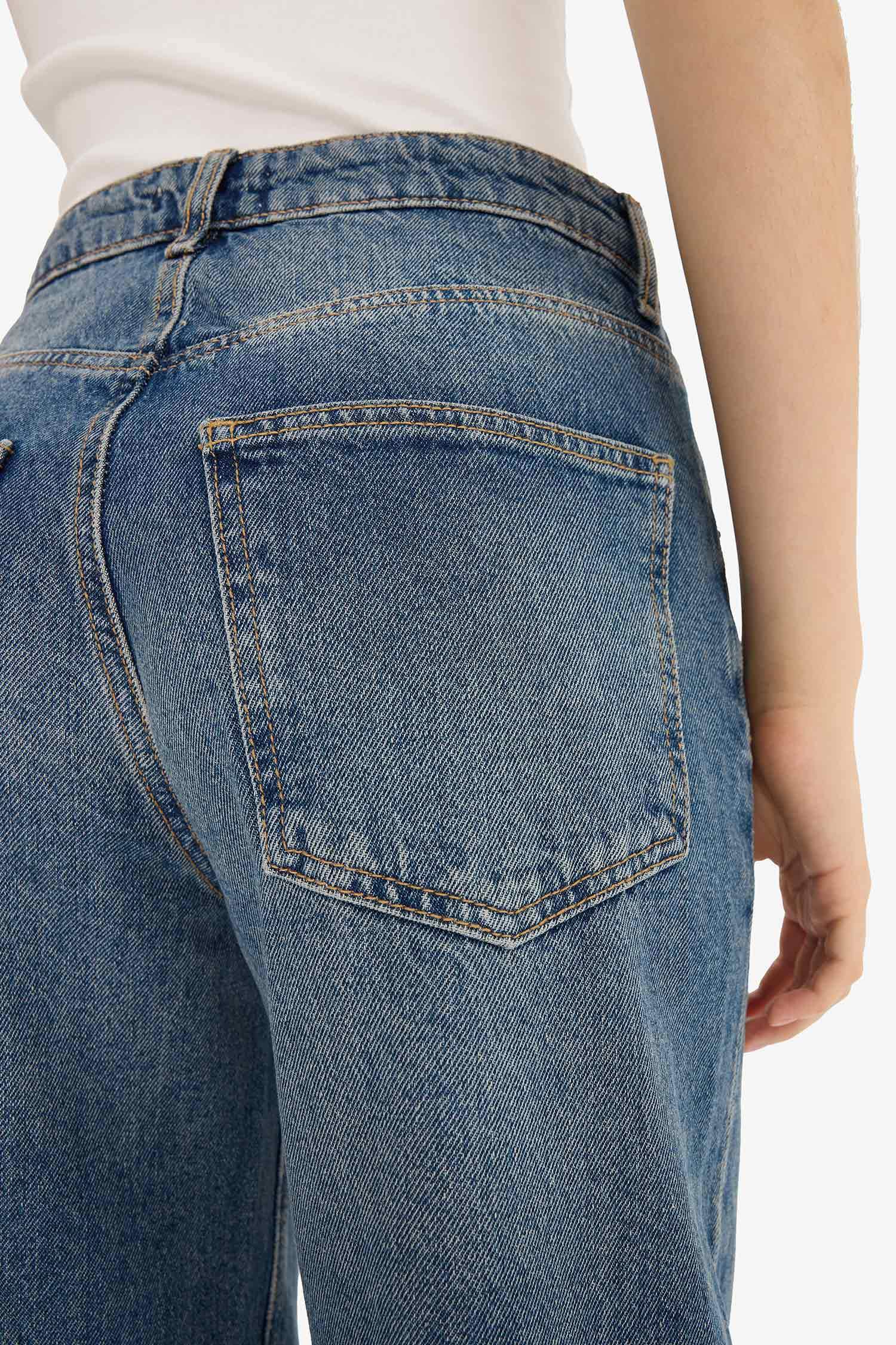 Baggy Fit Folded Leg Denim Trousers