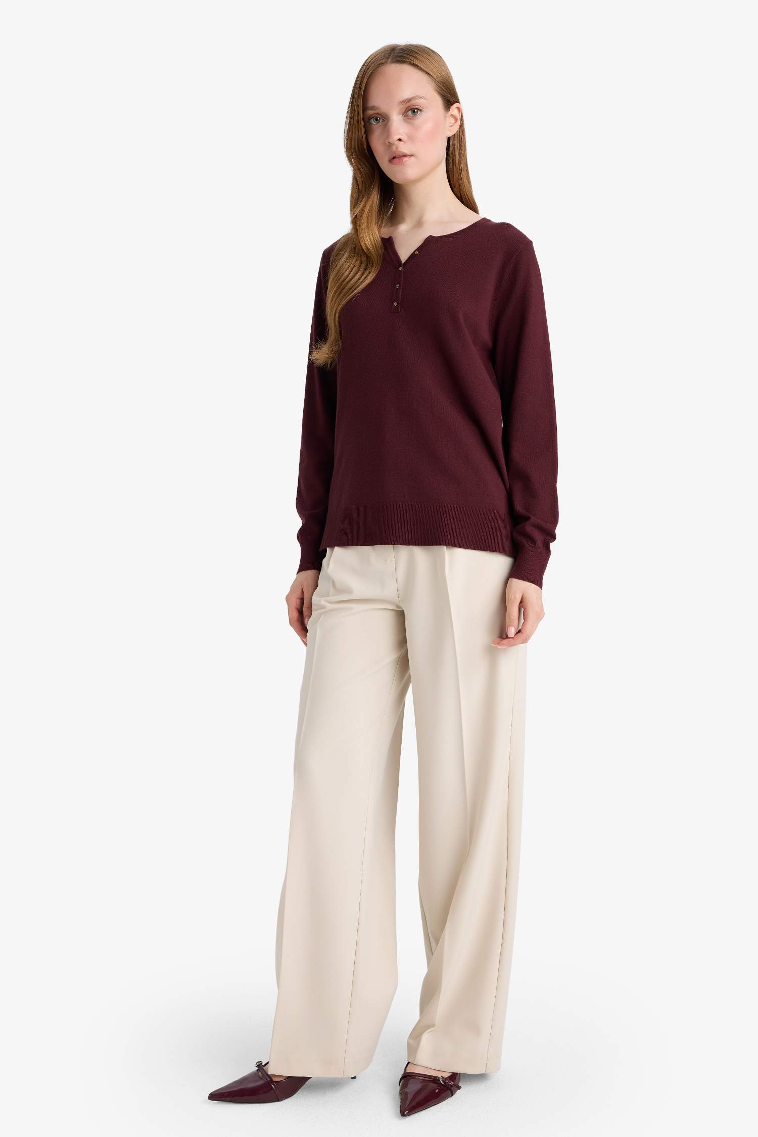 بلوز صوف قصة عادية بياخة V