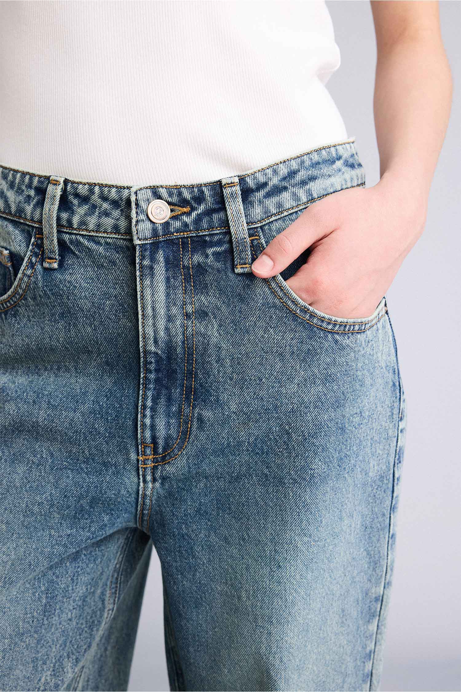 DeFacto %100 Pamuk Baggy Fıt Yüksek Bel Jean Pantolon görsel 5