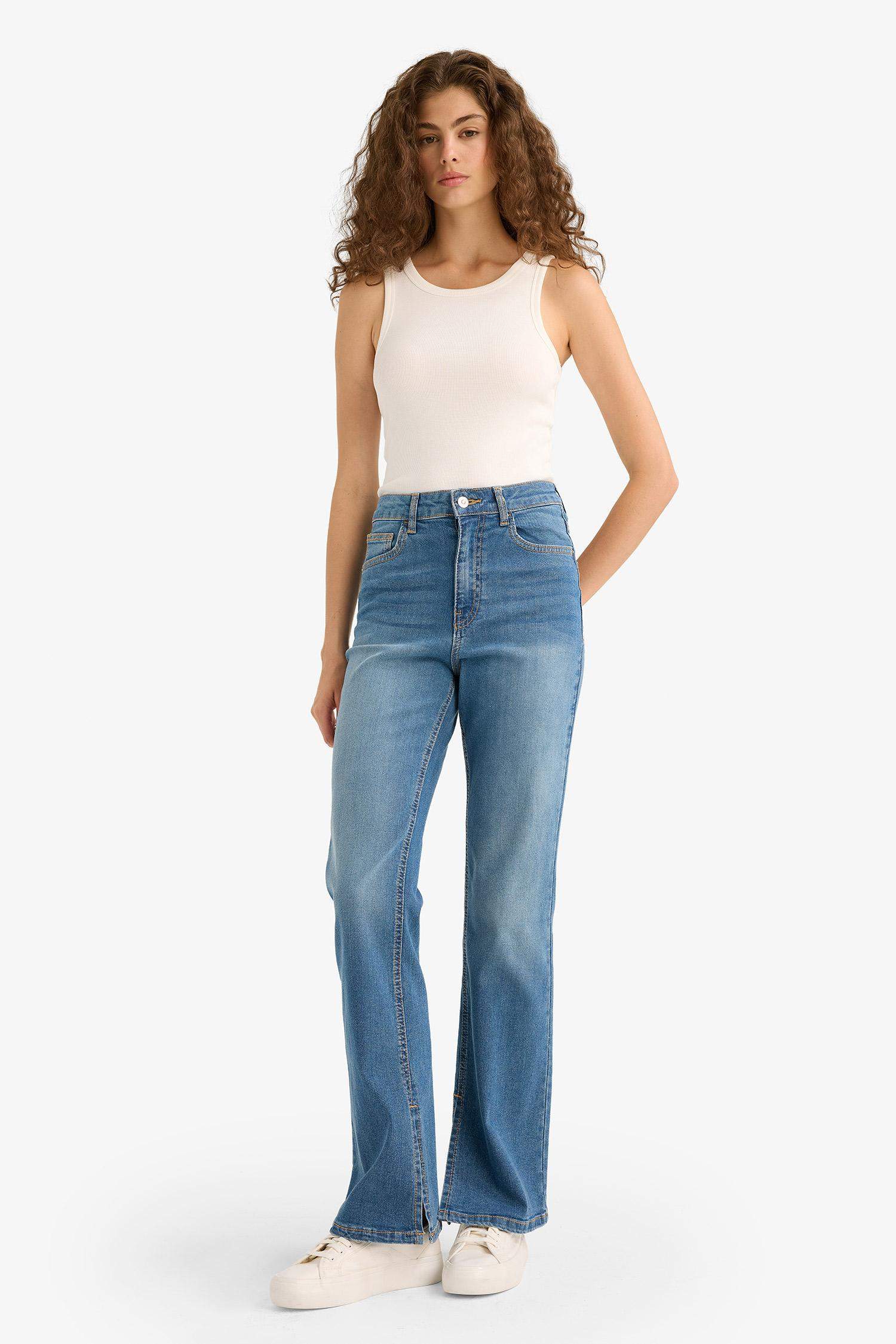 Slim Flare Fit High Waist Flared Long Jeans