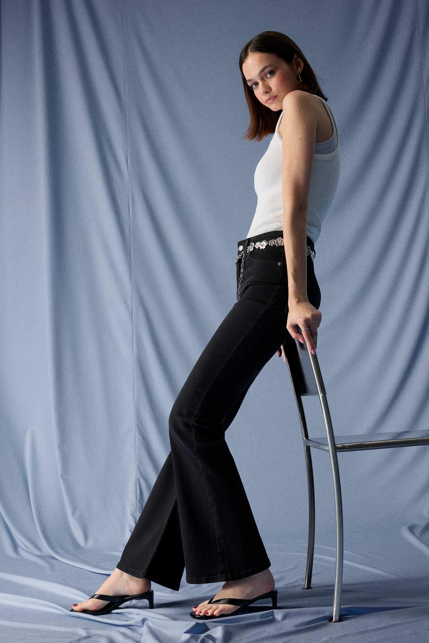 Mia Flare Fit Normal Bel İspanyol Paça Uzun Jean Pantolon