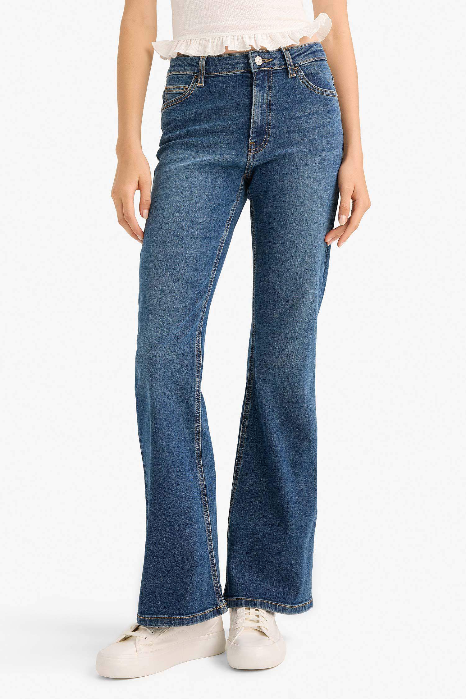 Mia Flare Fit Normal Bel İspanyol Paça Uzun Jean Pantolon