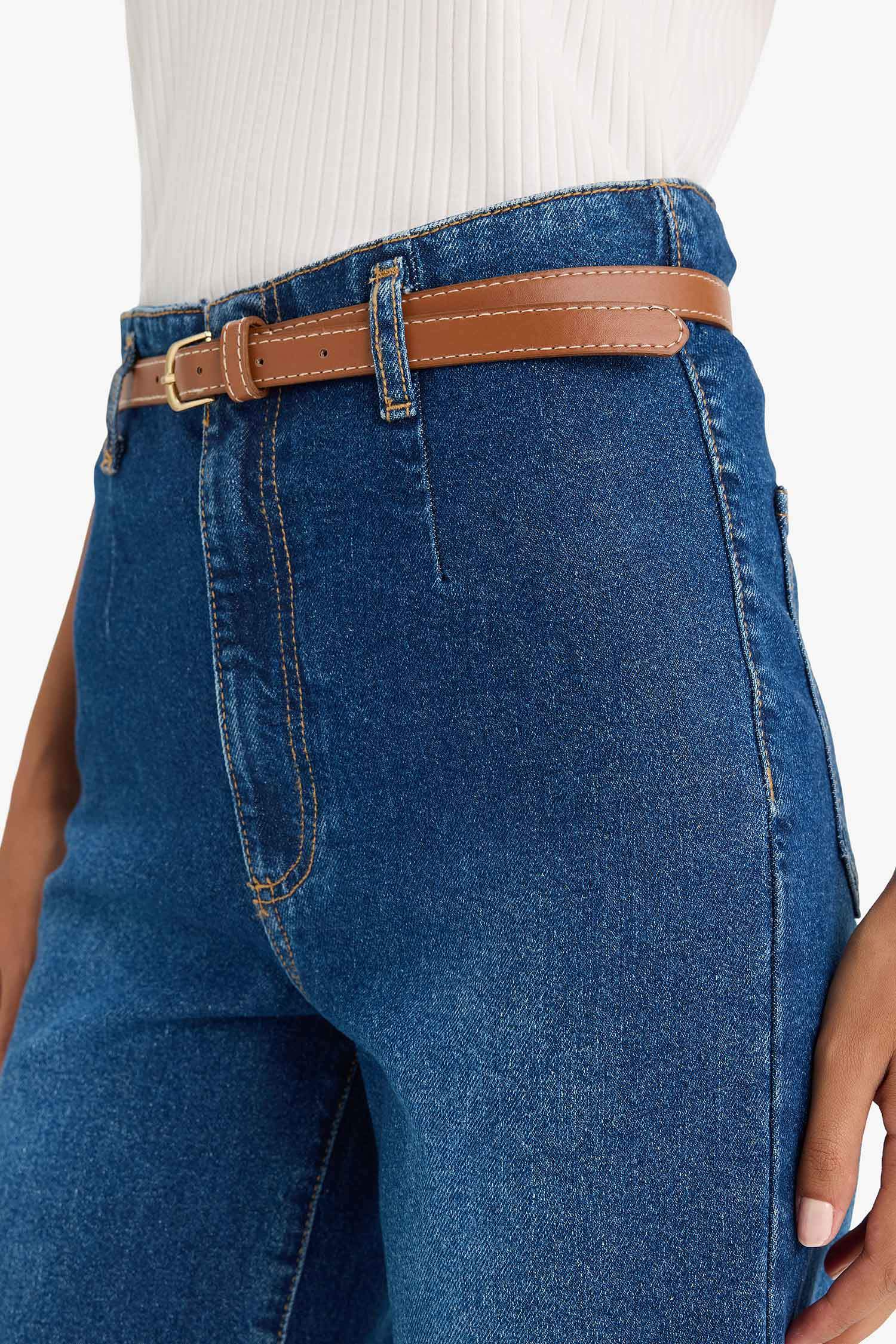 Culotte Yüksek Bel Bilek Boy Jean Pantolon