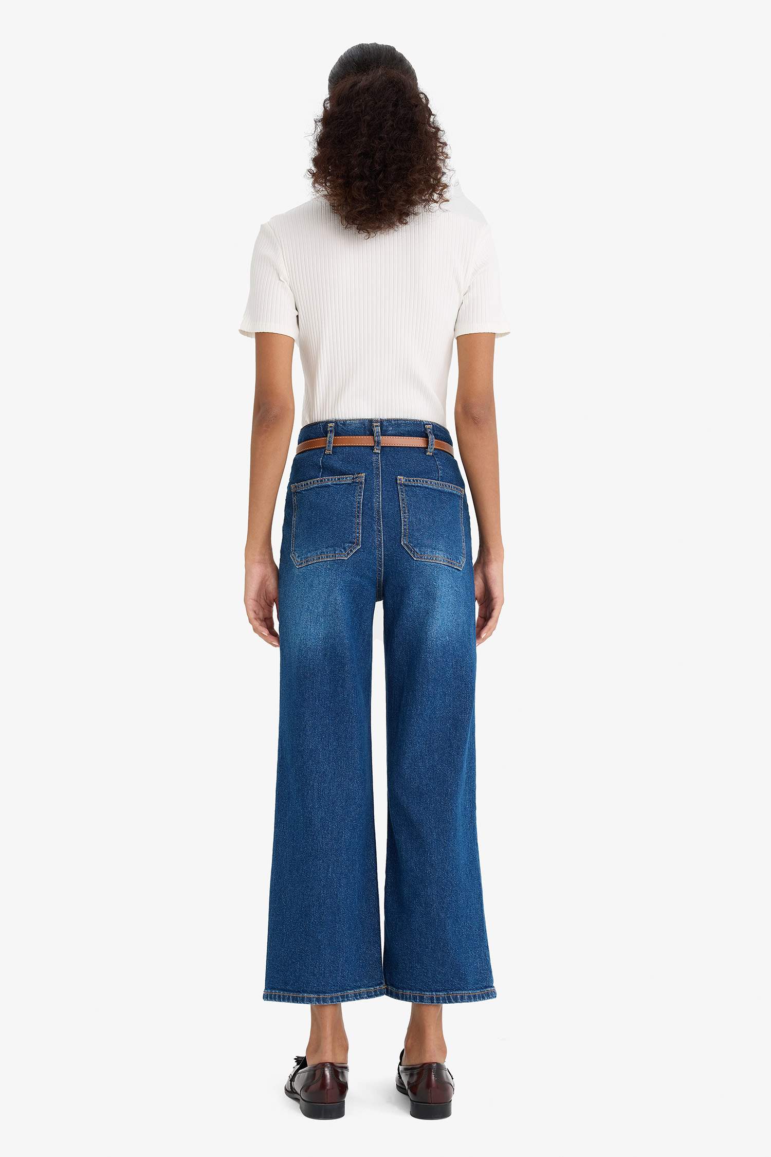 Culotte Yüksek Bel Bilek Boy Jean Pantolon