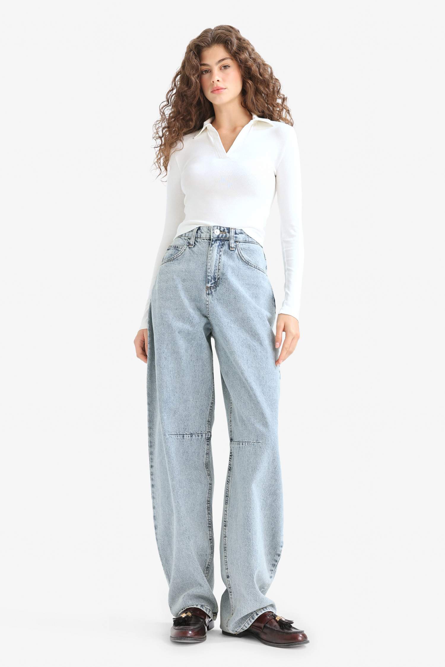 Baggy Fit High Waist Long Jeans