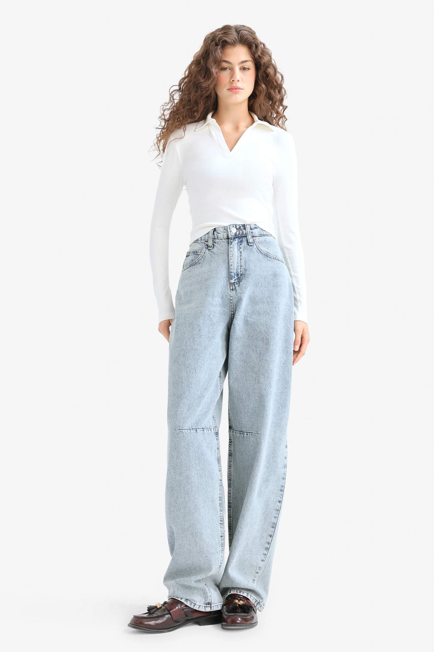 Baggy Fit High Waist Long Jeans