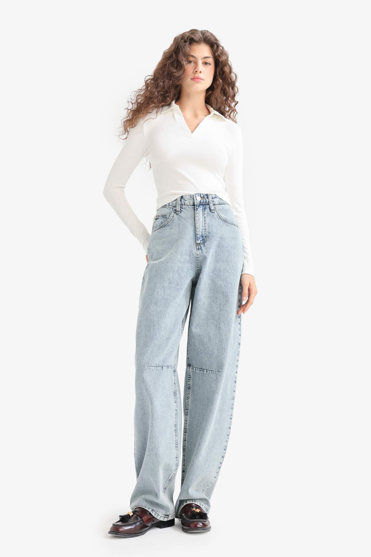 Baggy Fit High Waist Long Jeans