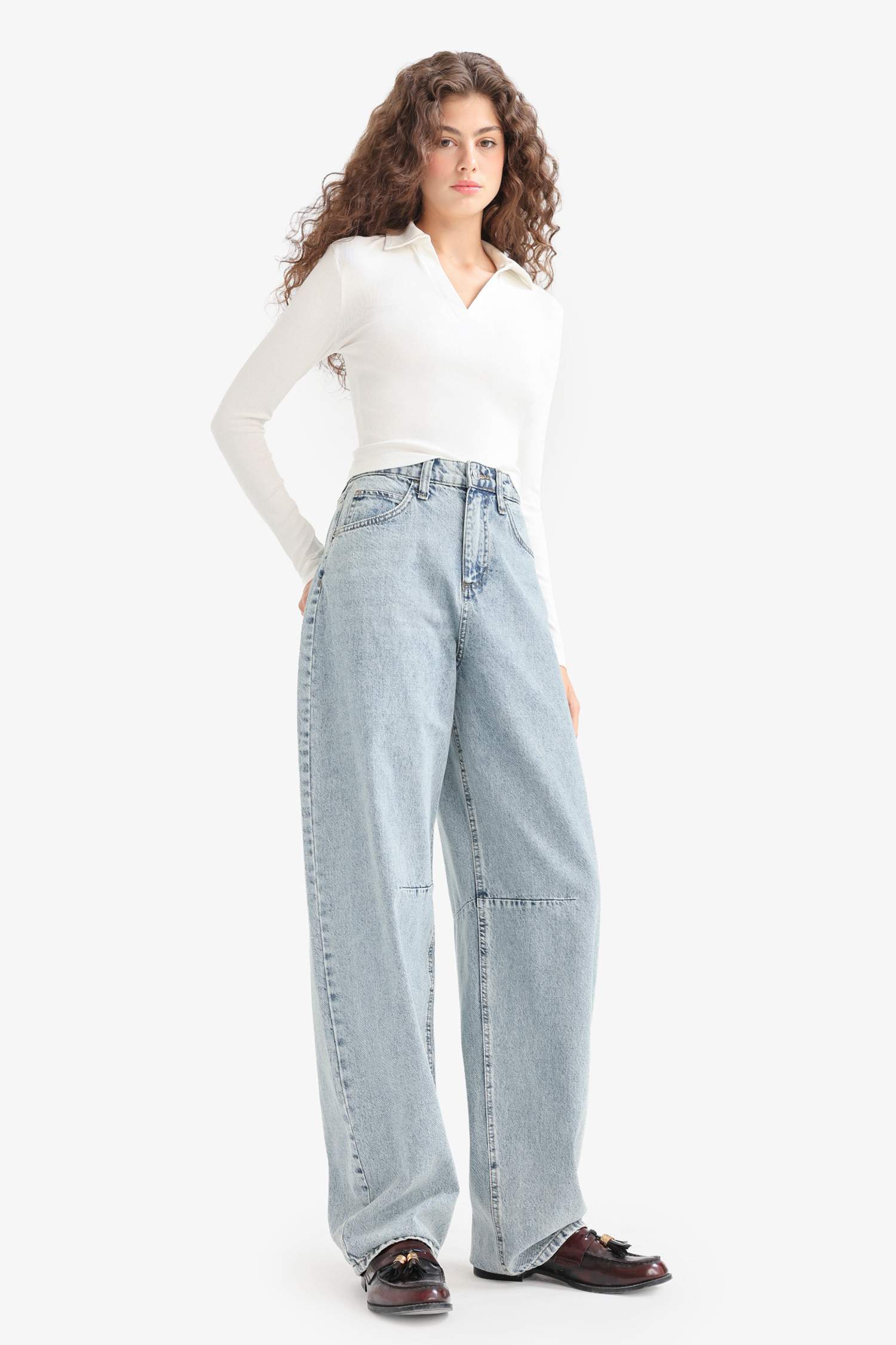 Baggy Fit High Waist Long Jeans