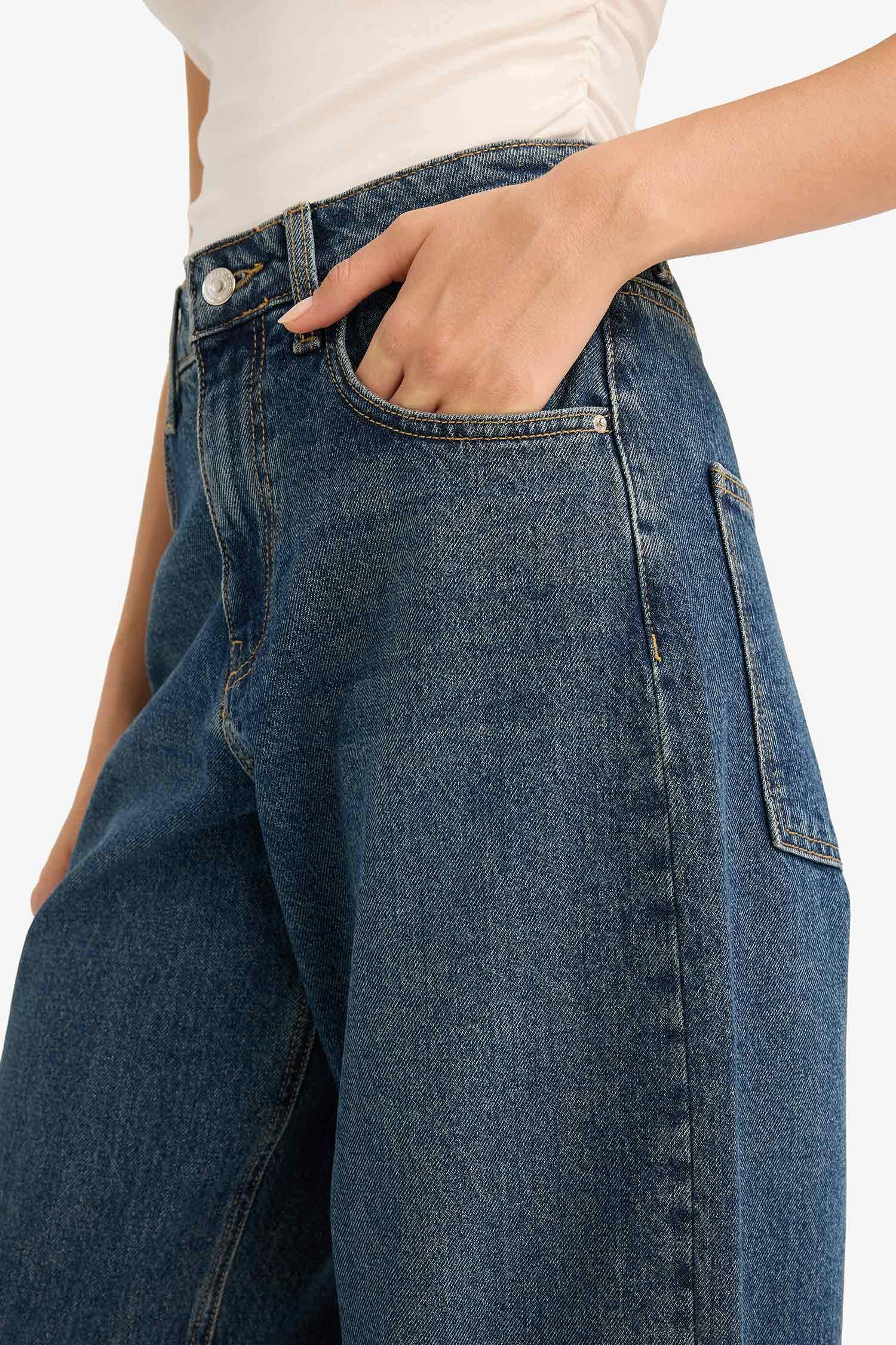 Baggy Fit High Waist Straight Leg Long Jeans