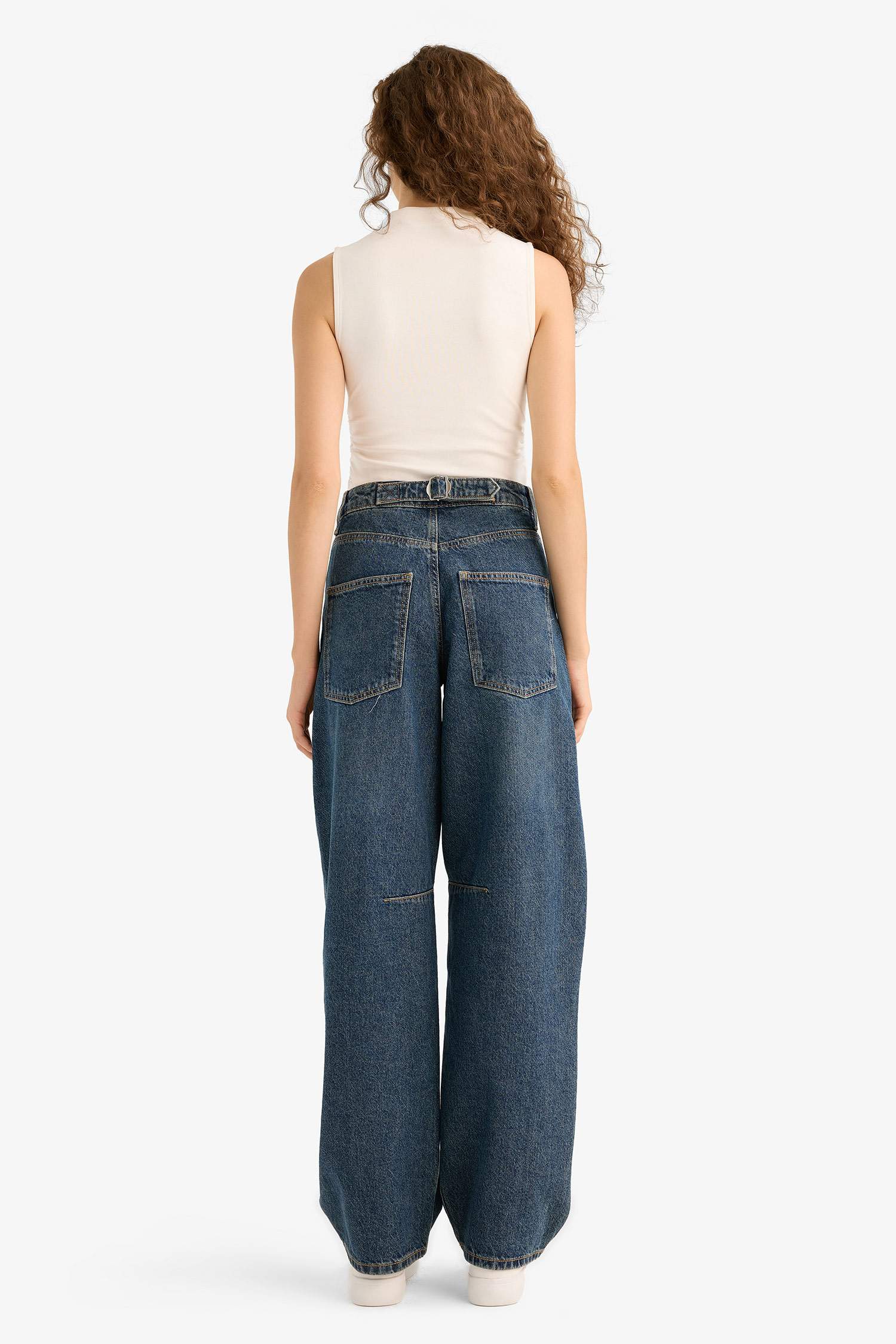 Baggy Fit High Waist Straight Leg Long Jeans