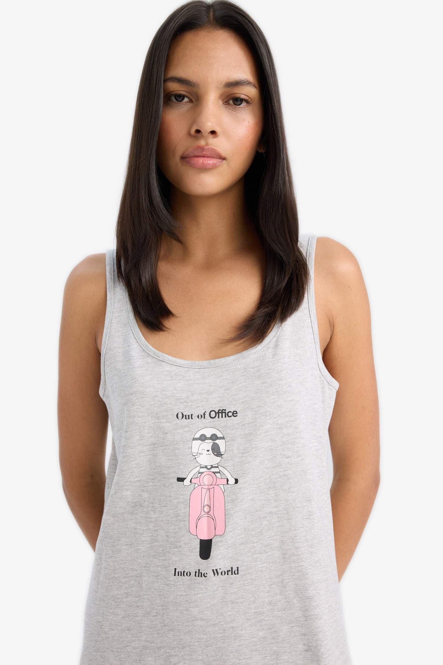 فستان نوم قصة عادية برقبة مستديرة من Fall in Love