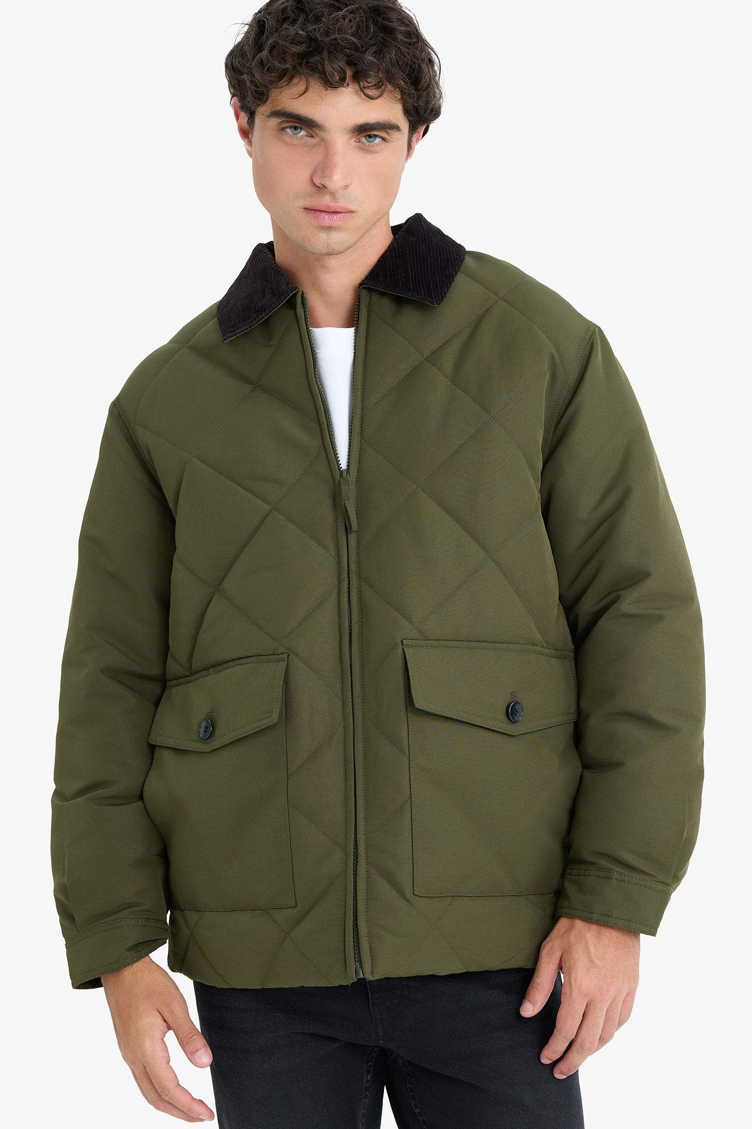 Relax Fit Lined Pocketed Puffer Jacket