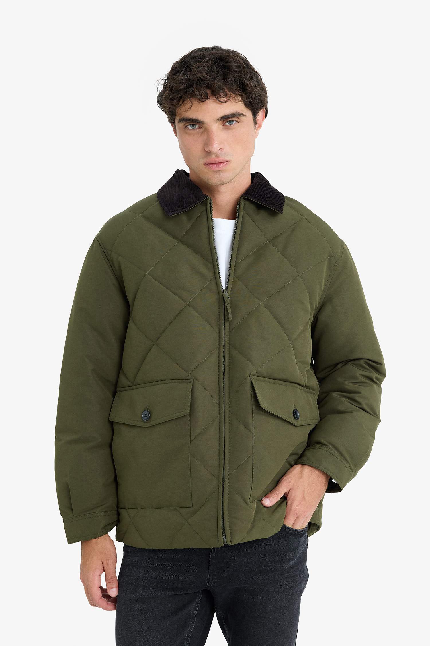 Relax Fit Lined Pocketed Puffer Jacket