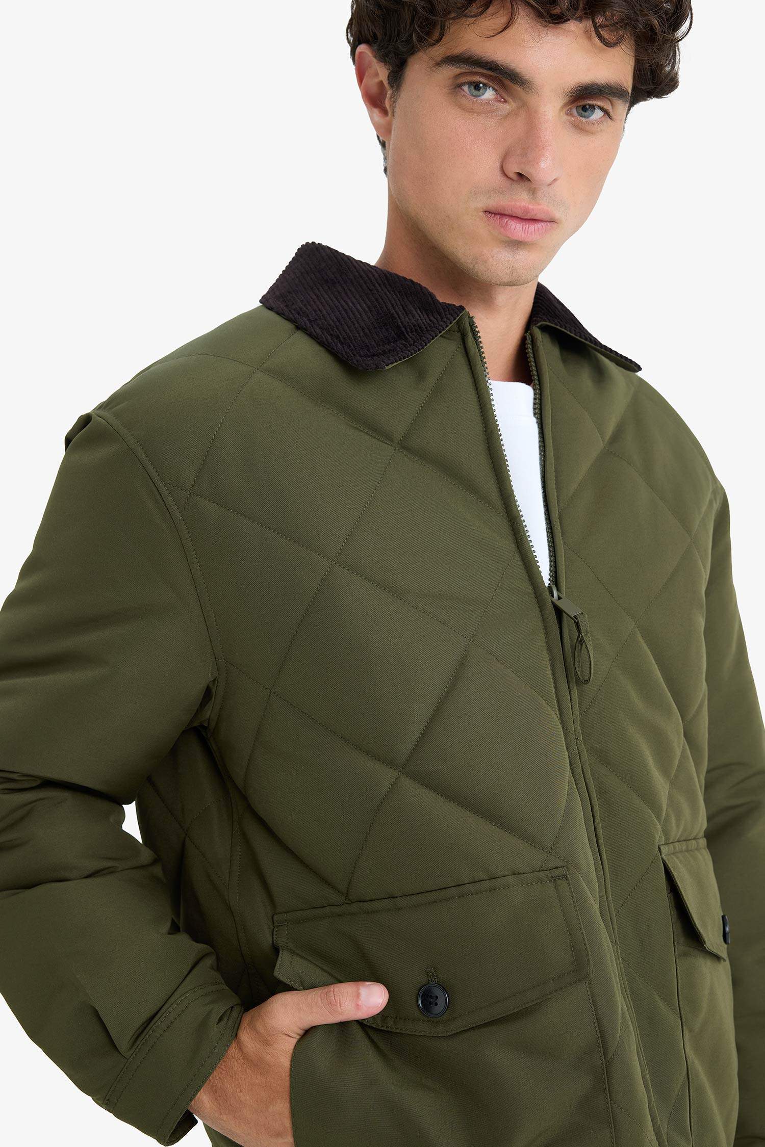 Relax Fit Lined Pocketed Puffer Jacket