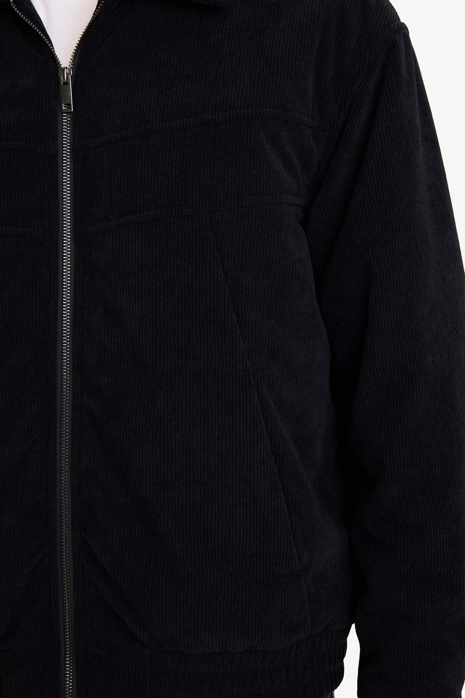 Oversize Fermuarlı Kadife Mont