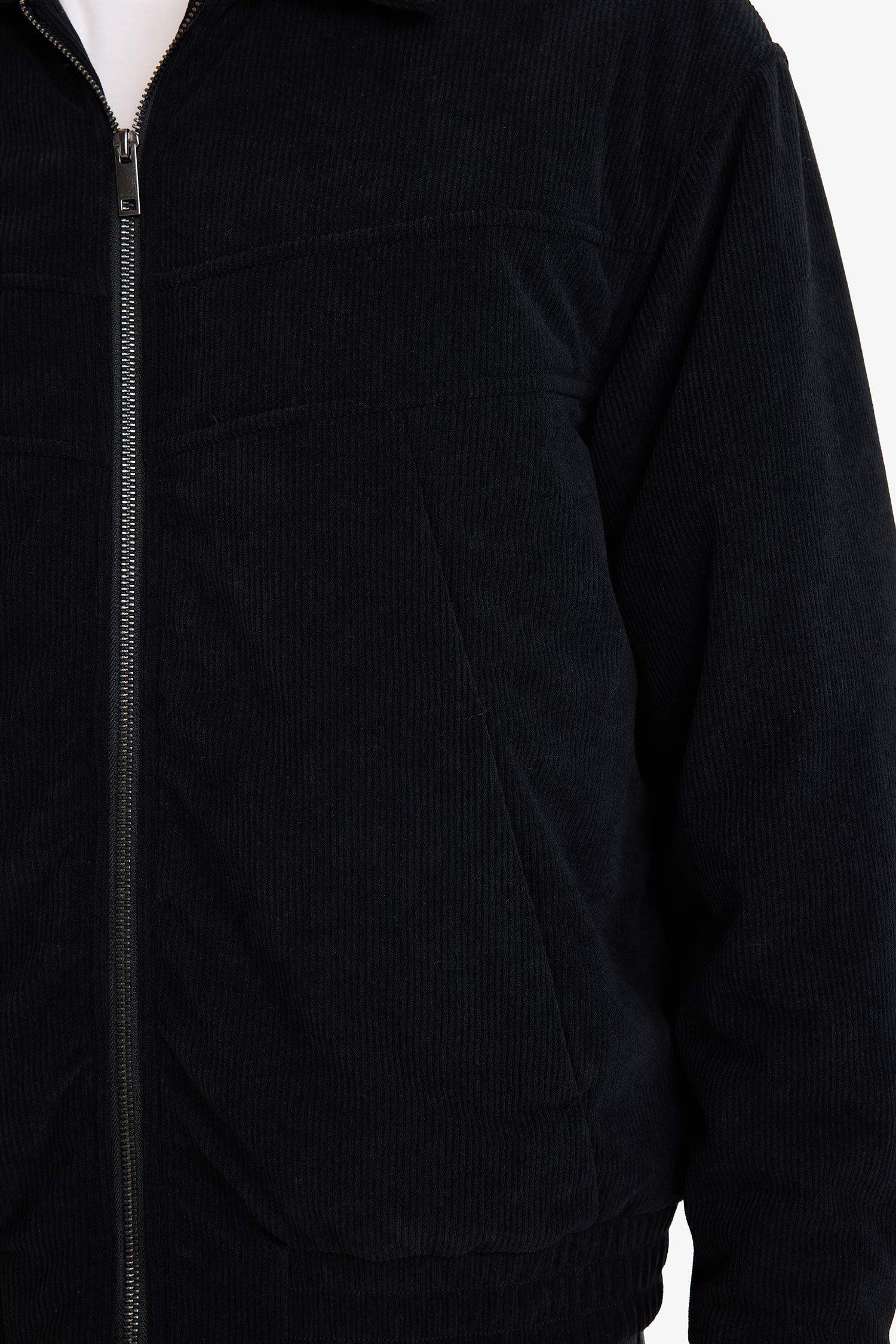 Oversize Fermuarlı Kadife Mont