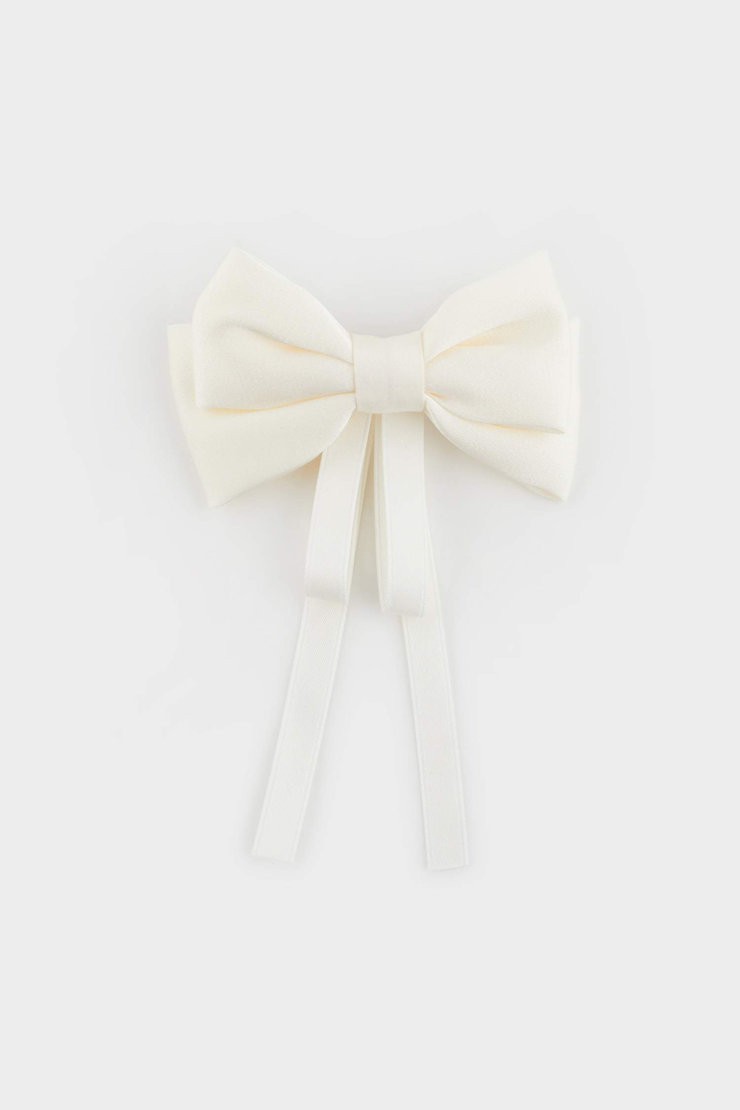 Girl Beige Ribbon Patterned Hair Clips