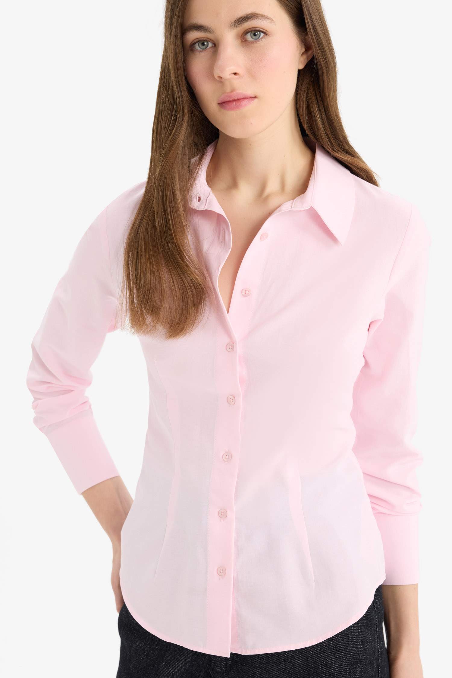 Fitted Bengalin Uzun Kollu Gömlek