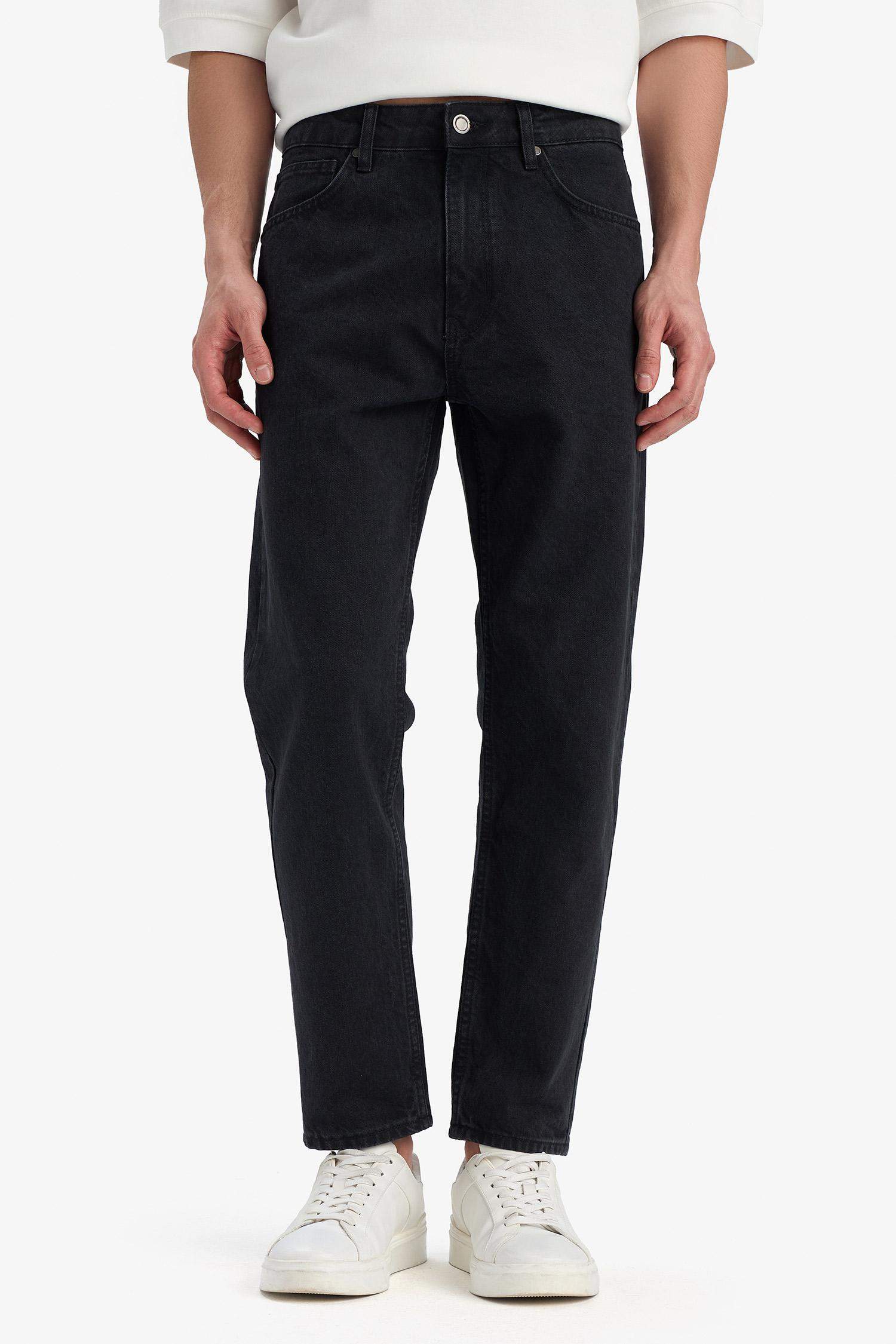 %100 Pamuk 90's Slim Fit Dar Kalıp Yüksek Bel Dar Paça Siyah Jean Pantolon