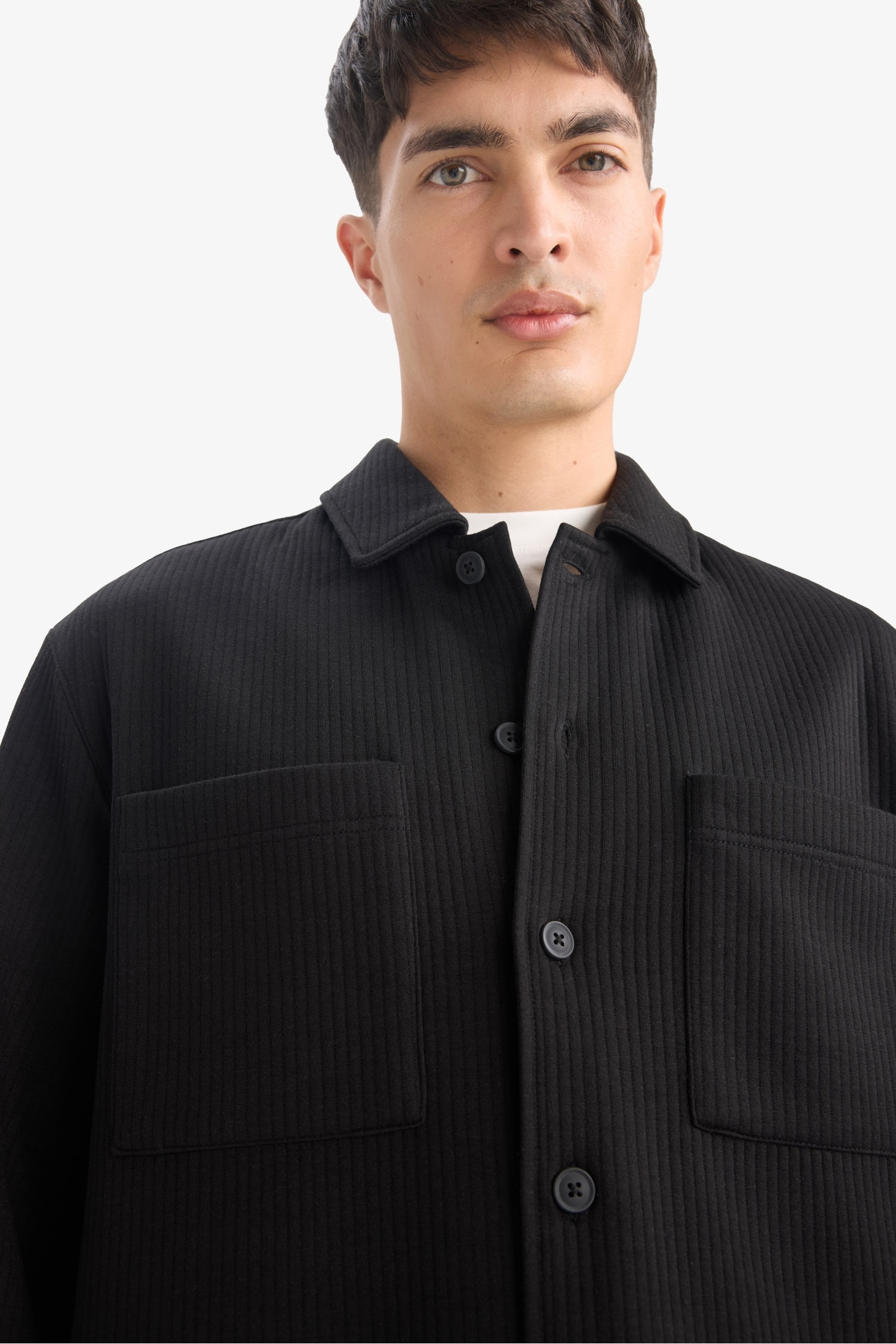 Chemise à manches longues en tissu tissé Coupe régulière