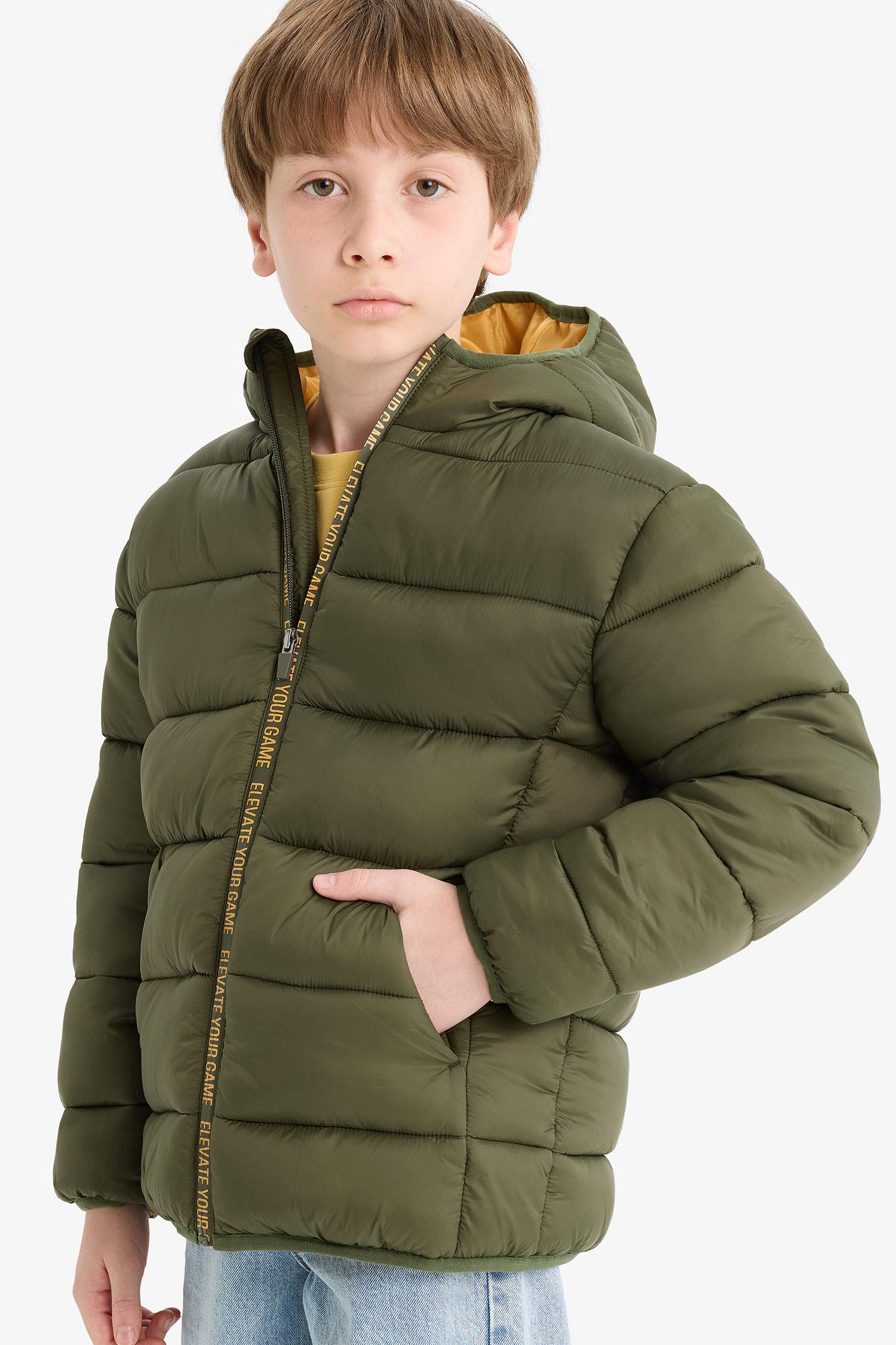 Boy Waterproof Hooded Zippered Puffer Jacket