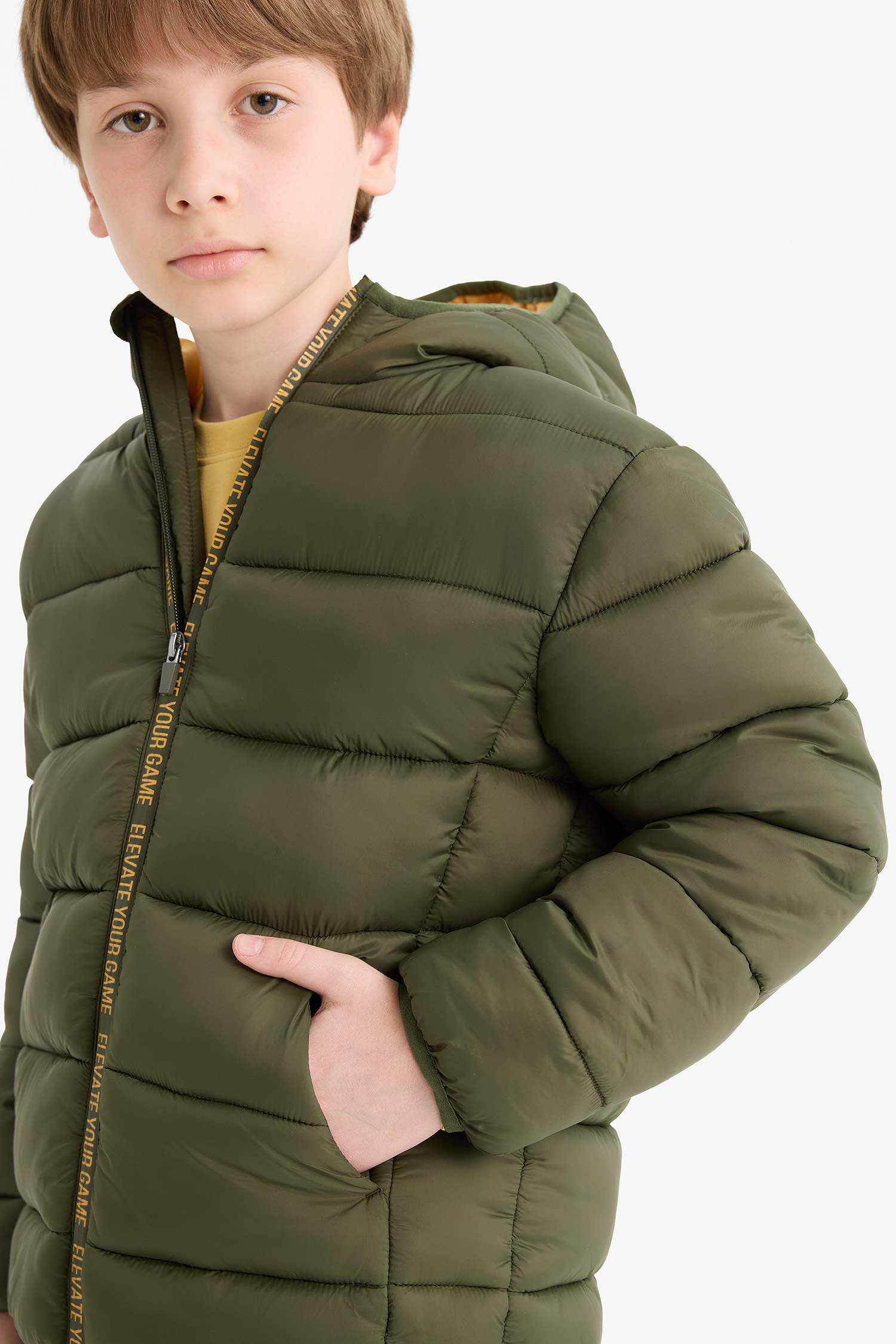 Boy Waterproof Hooded Zippered Puffer Jacket