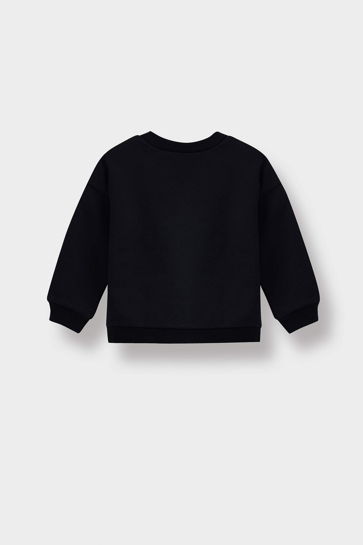 Kız Bebek Bisiklet Yaka Baskılı İçi Yumuşak Tüylü Sweatshirt