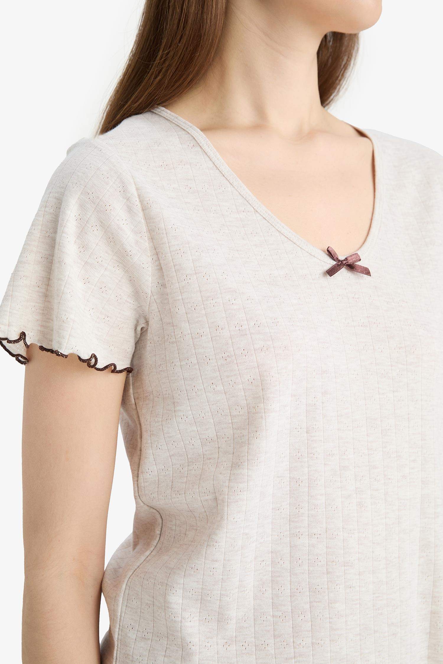 Pijama Takımı Kısa Kollu Üst Beli Lastikli Uzun Alt-Fall in Love