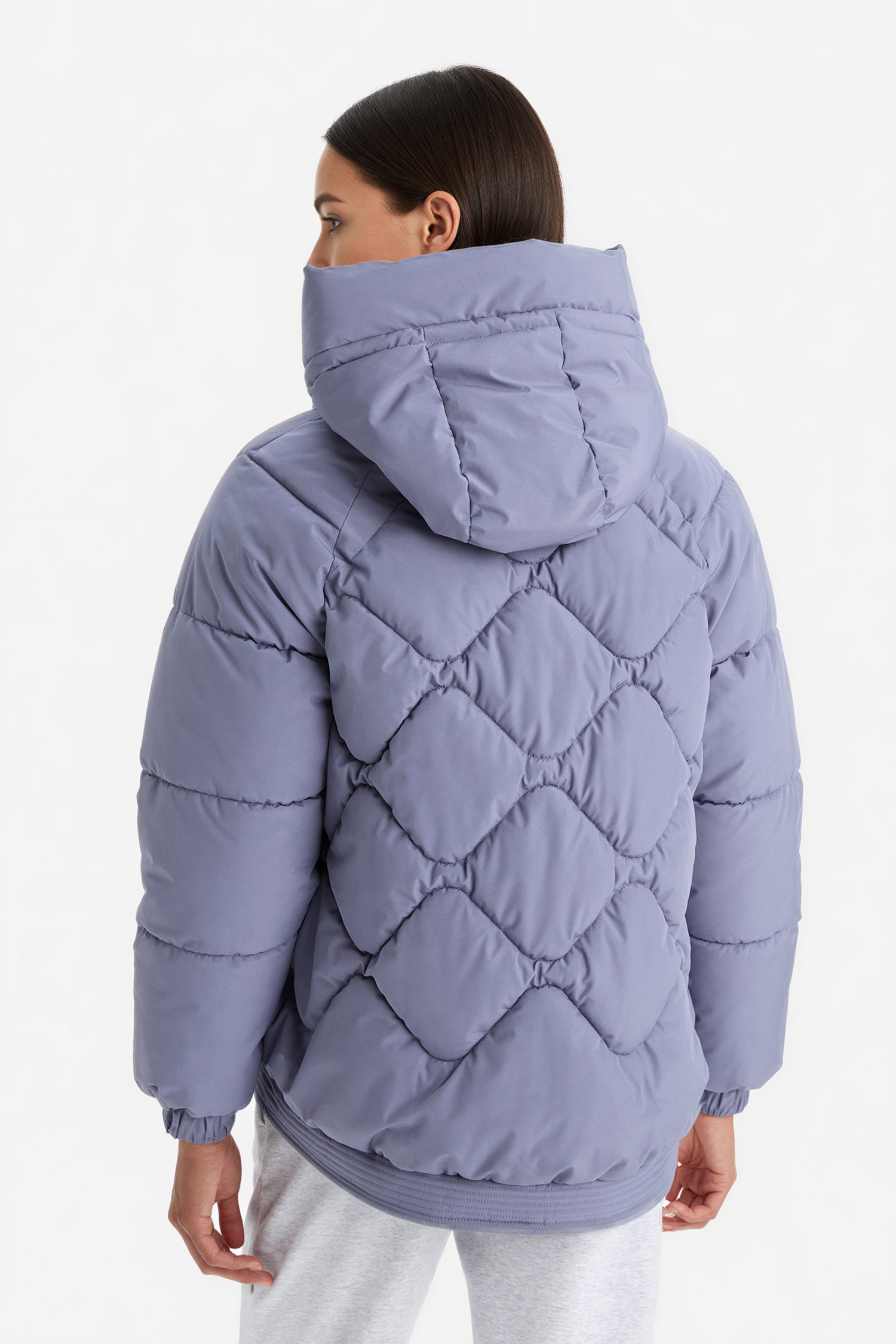 DeFacto Rüzgar Geçirmez Su İtici Oversize Fit Geniş Kalıp Kapüşonlu Fermuarlı Cepli Şişme Mont görsel 4