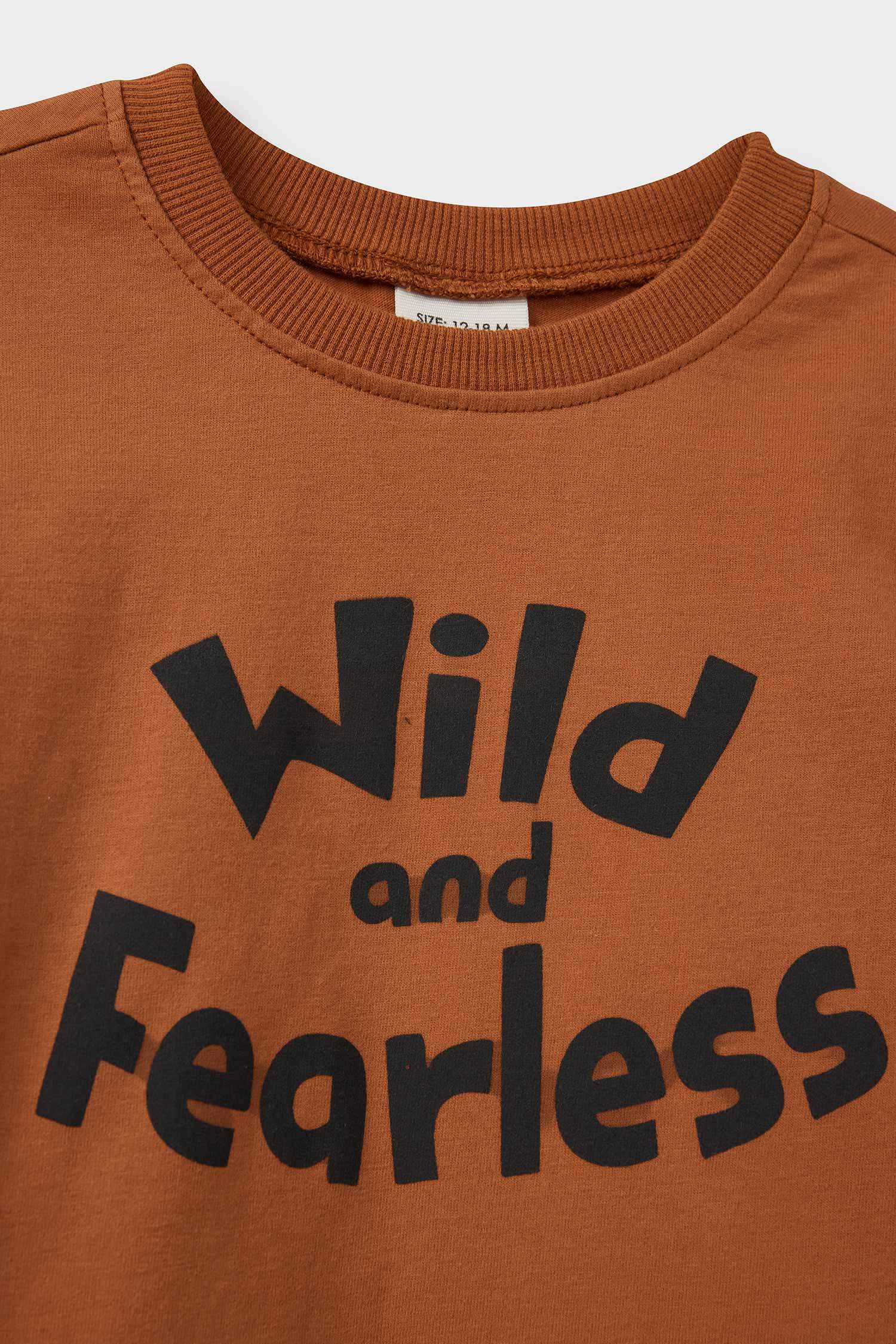 Erkek Bebek Bisiklet Yaka Baskılı 2'li Uzun Kollu Tişört