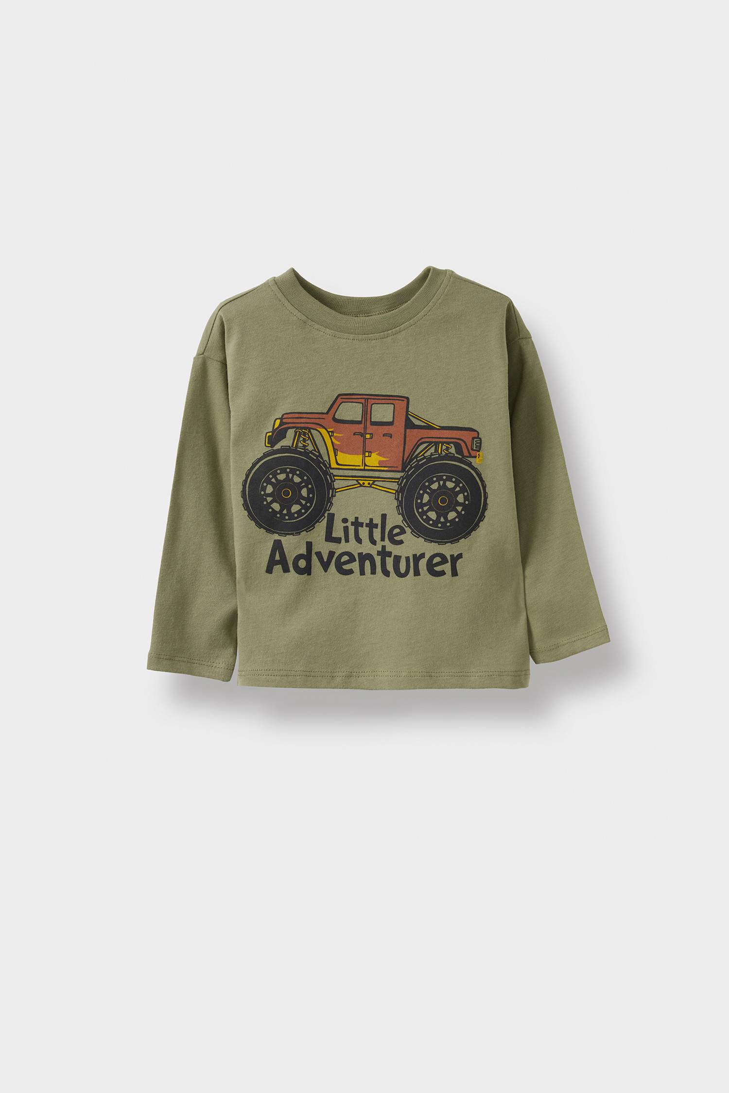 Erkek Bebek Bisiklet Yaka Baskılı 2'li Uzun Kollu Tişört