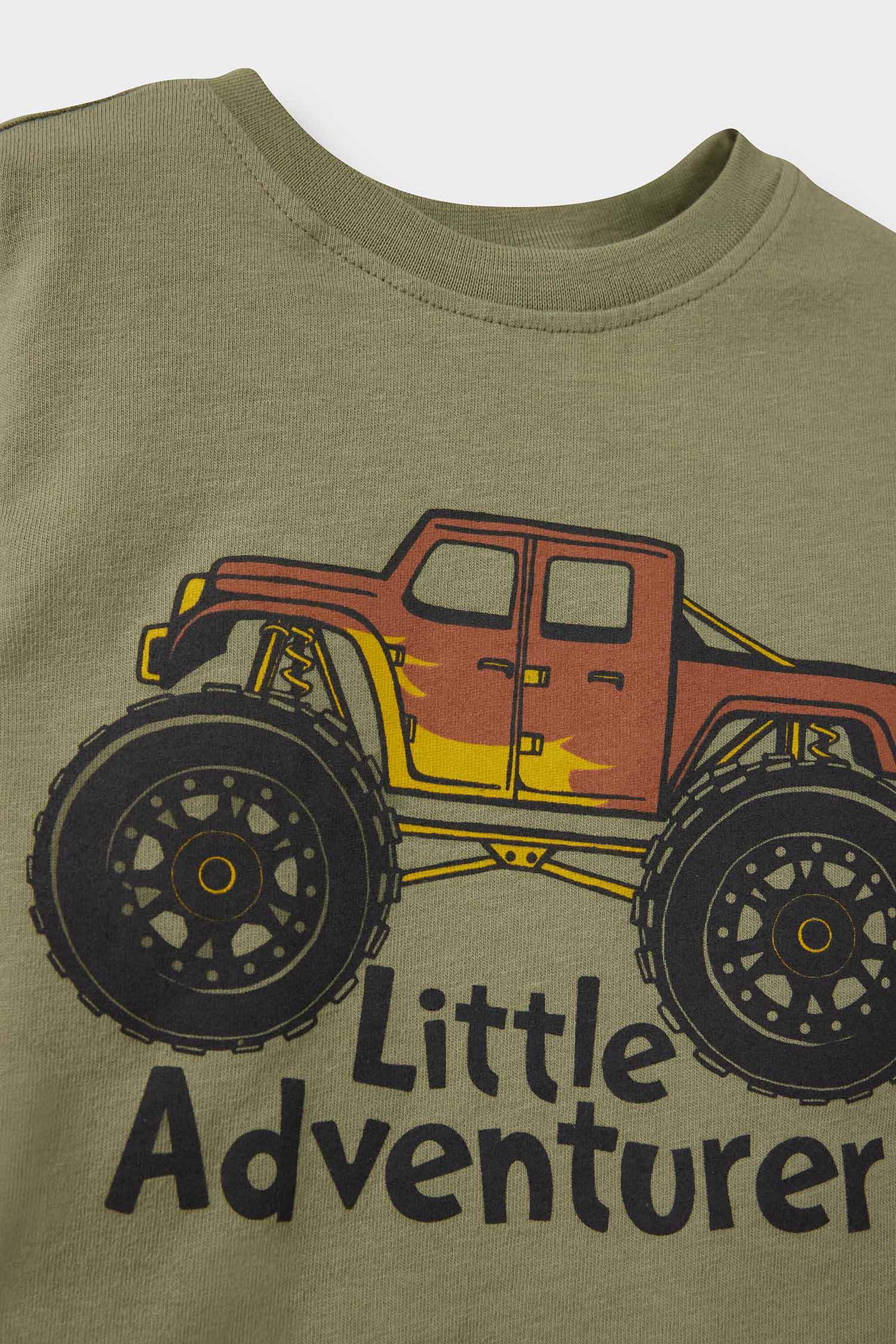 Erkek Bebek Bisiklet Yaka Baskılı 2'li Uzun Kollu Tişört