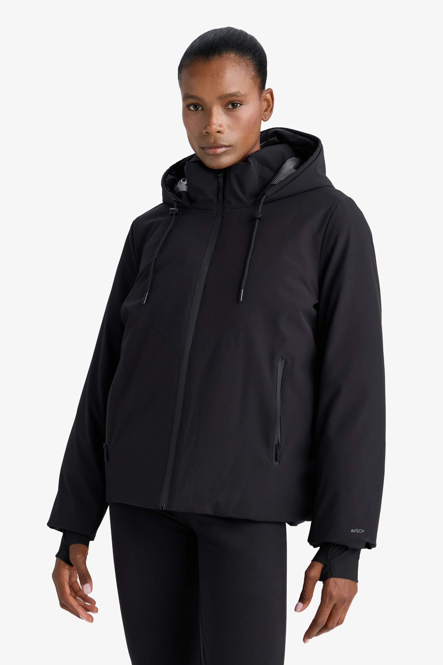 جاكيت دودون قصة عادية بغطاء للرأس من DeFactoFit