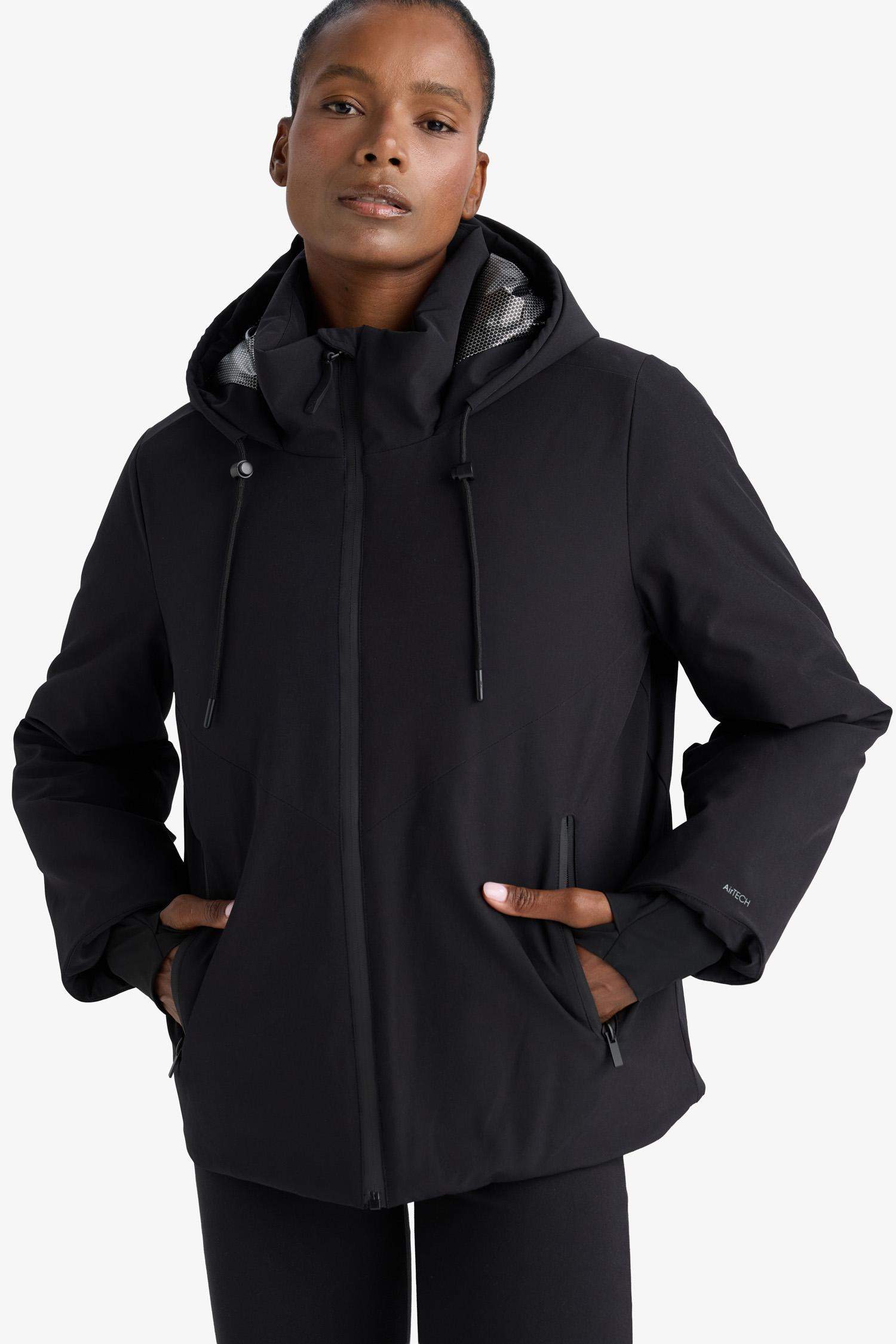 Regular Fit Hooded Zippered Fleece Lined Waterproof Jacket