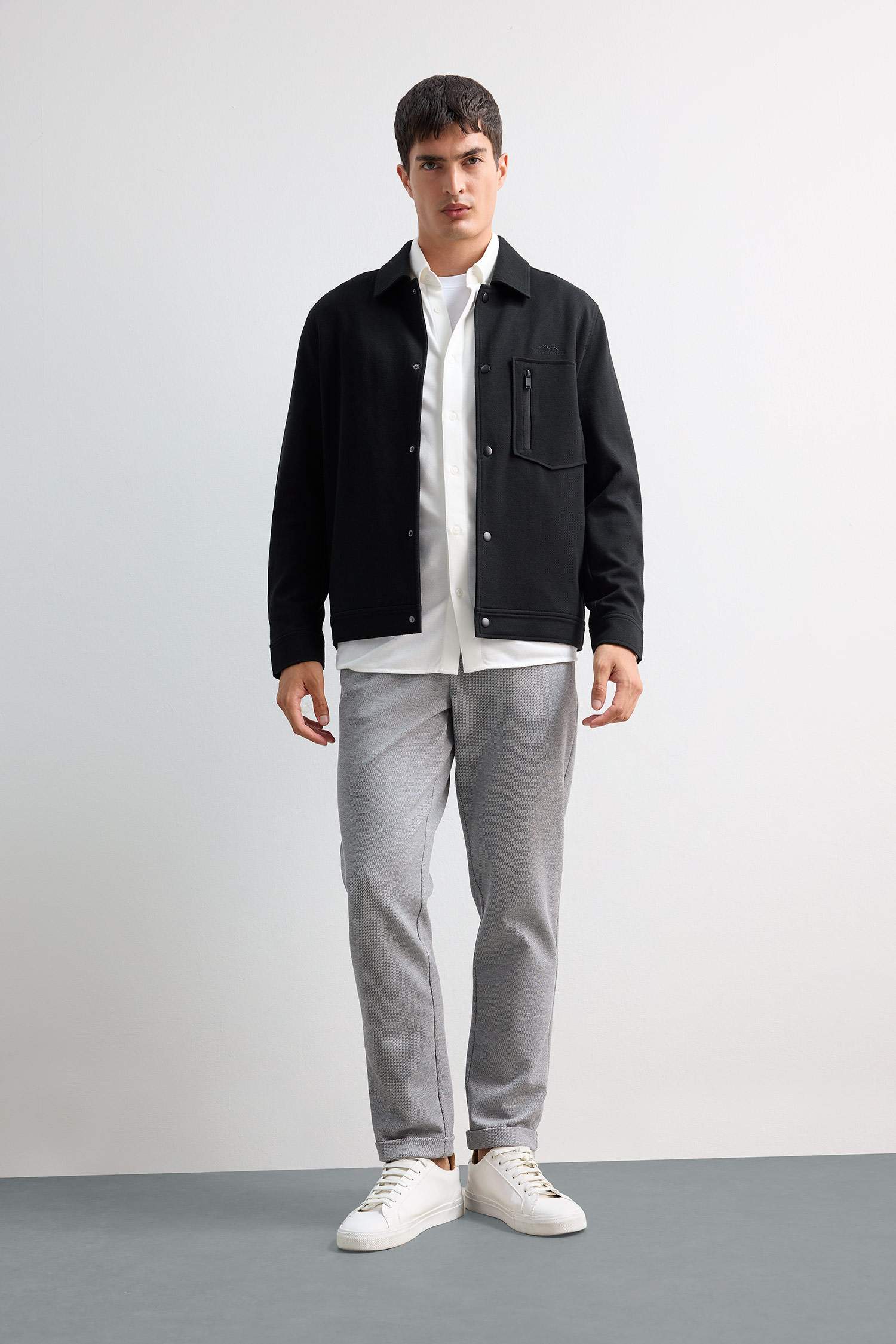 Surchemise en coton peigné à boutons-pression Coupe standard