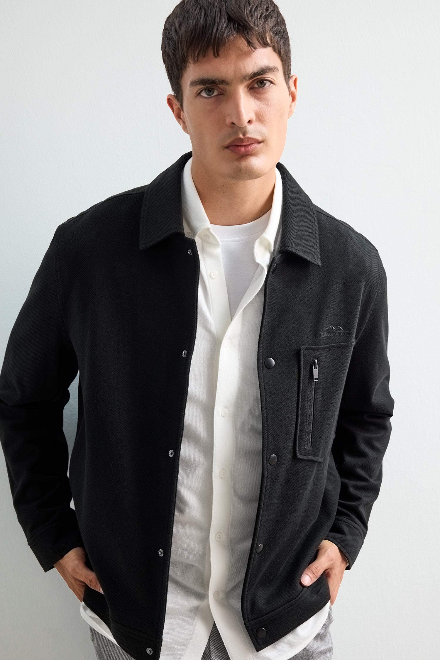 Surchemise en coton peigné à boutons-pression Coupe standard