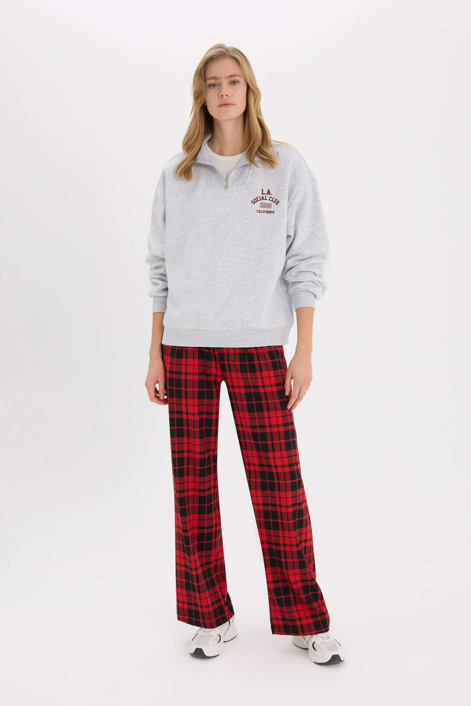 Coool Oversize Geniş Kalıp Fermuarlı Dik Yaka Baskılı Kalın Sweatshirt