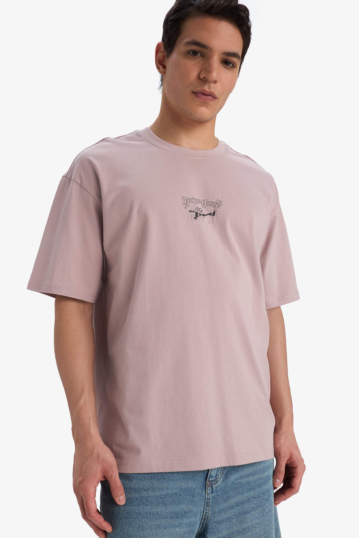 %100 Pamuk Rick and Morty Boxy Fit Rahat Kesim Bisiklet Yaka Sırt Baskılı Kısa Kollu Tişört