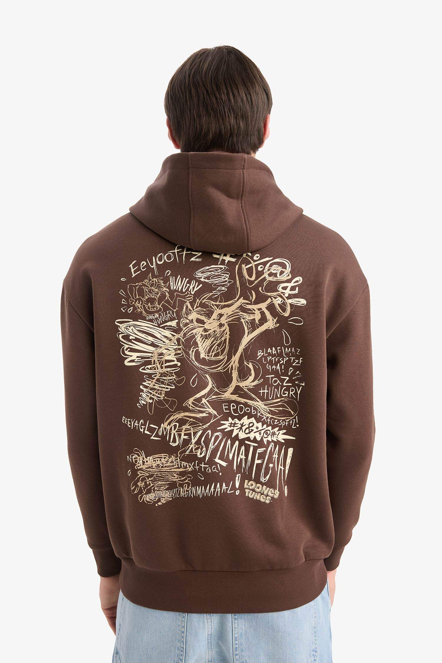 سويت شيرت مطبوع أوفر سايز بكابيشون من لوني تونز